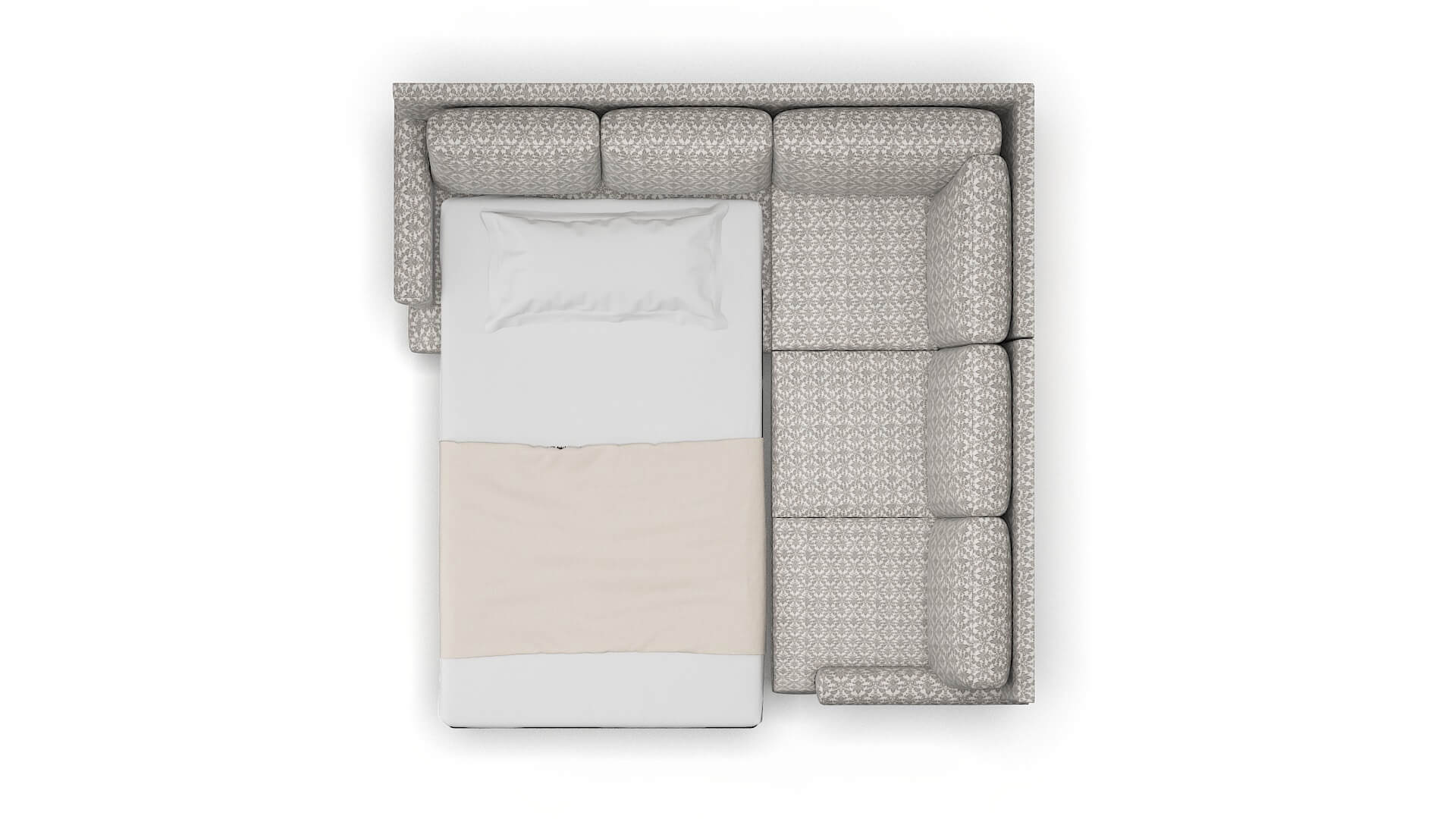 Stockholm Bergamo Dove Sectional Sleeper Espresso legs 3