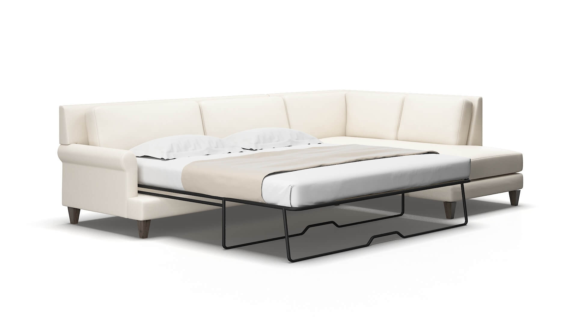 Stockholm Blanche milky Panel sleeper Espresso Legs  2