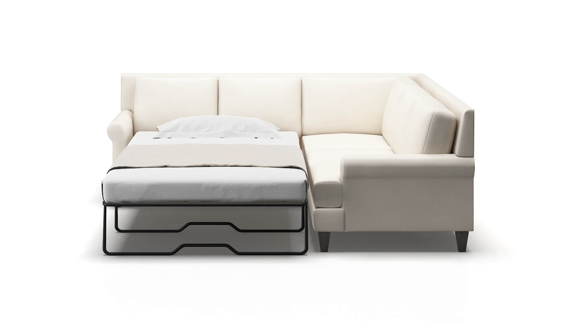 Stockholm Blanche Milky Sectional Sleeper Espresso legs 1