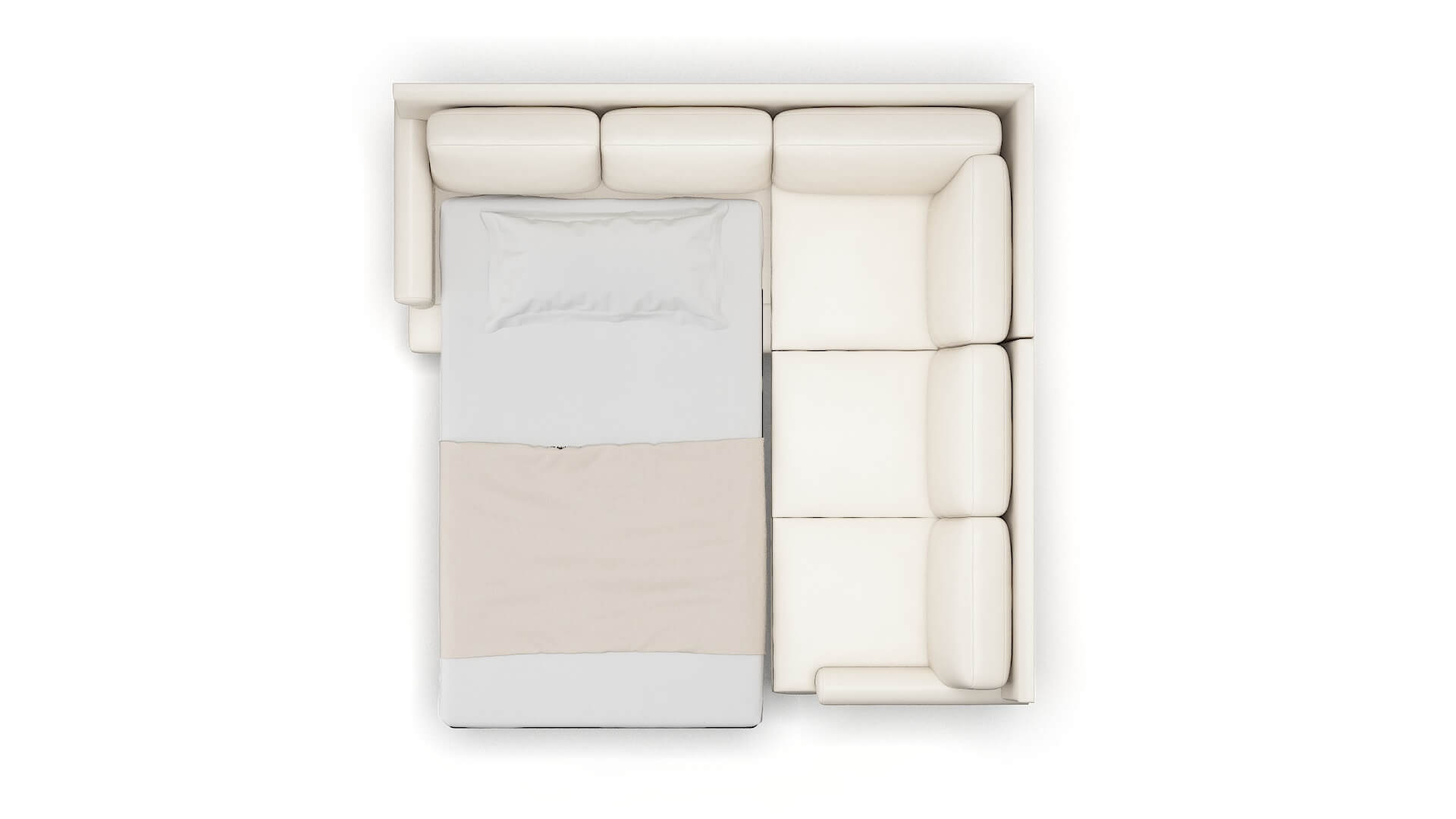 Stockholm Blanche Milky Sectional Sleeper Espresso legs 3