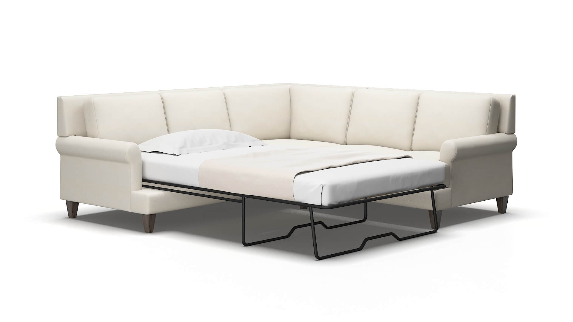 Stockholm Bungalow Ivory Sectional Sleeper espresso legs 2