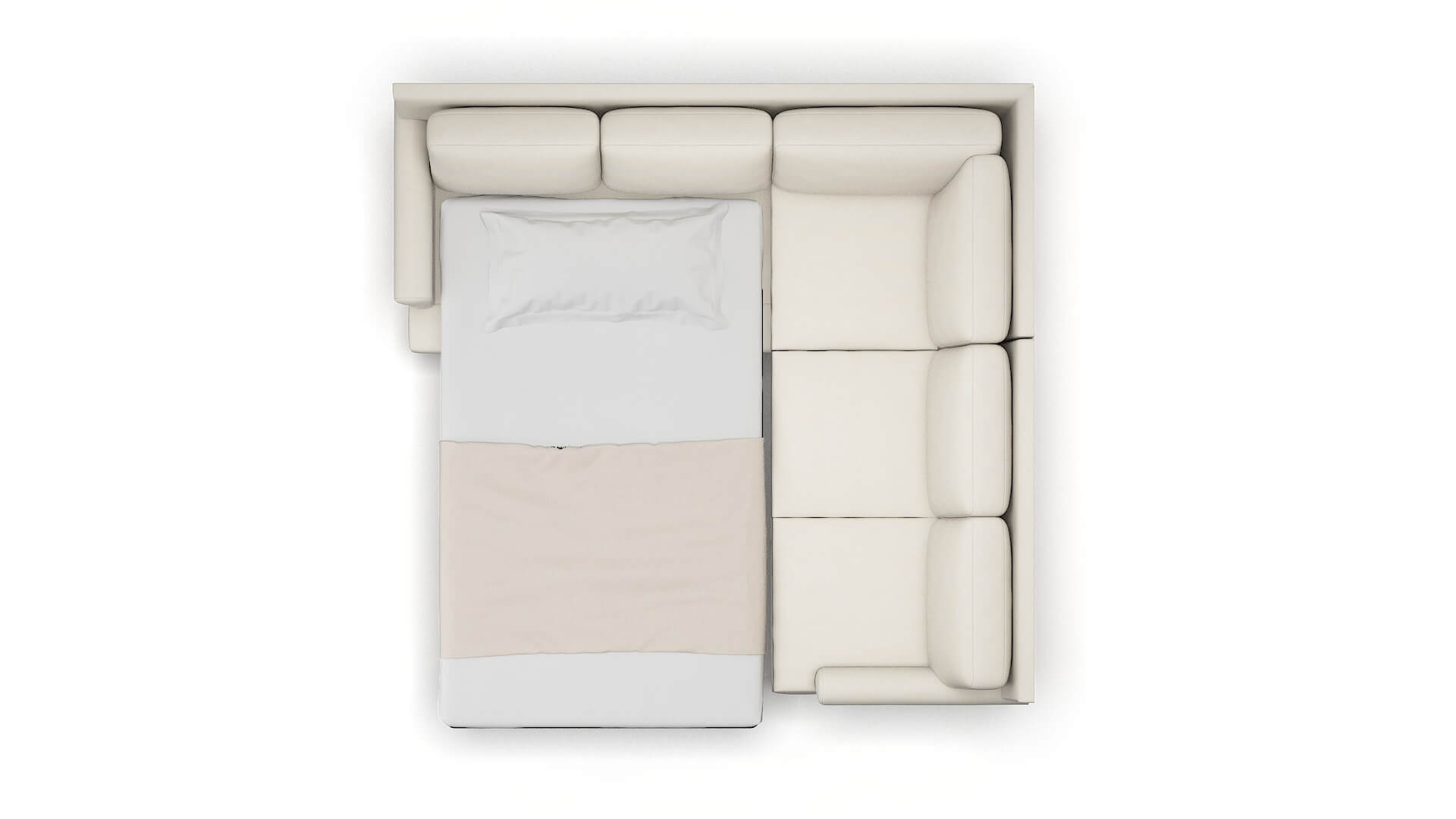 Stockholm Bungalow Ivory Sectional Sleeper Espresso legs 3