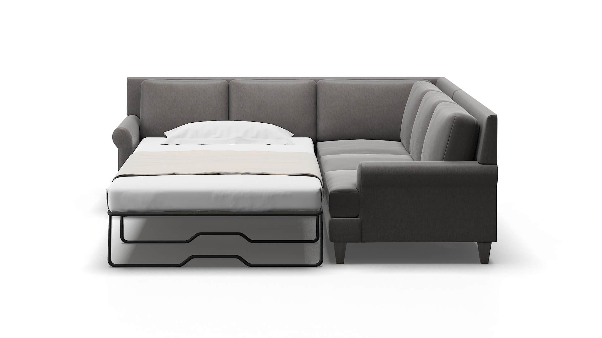Stockholm Cosmo Charcoal Sectional Sleeper Espresso legs 1