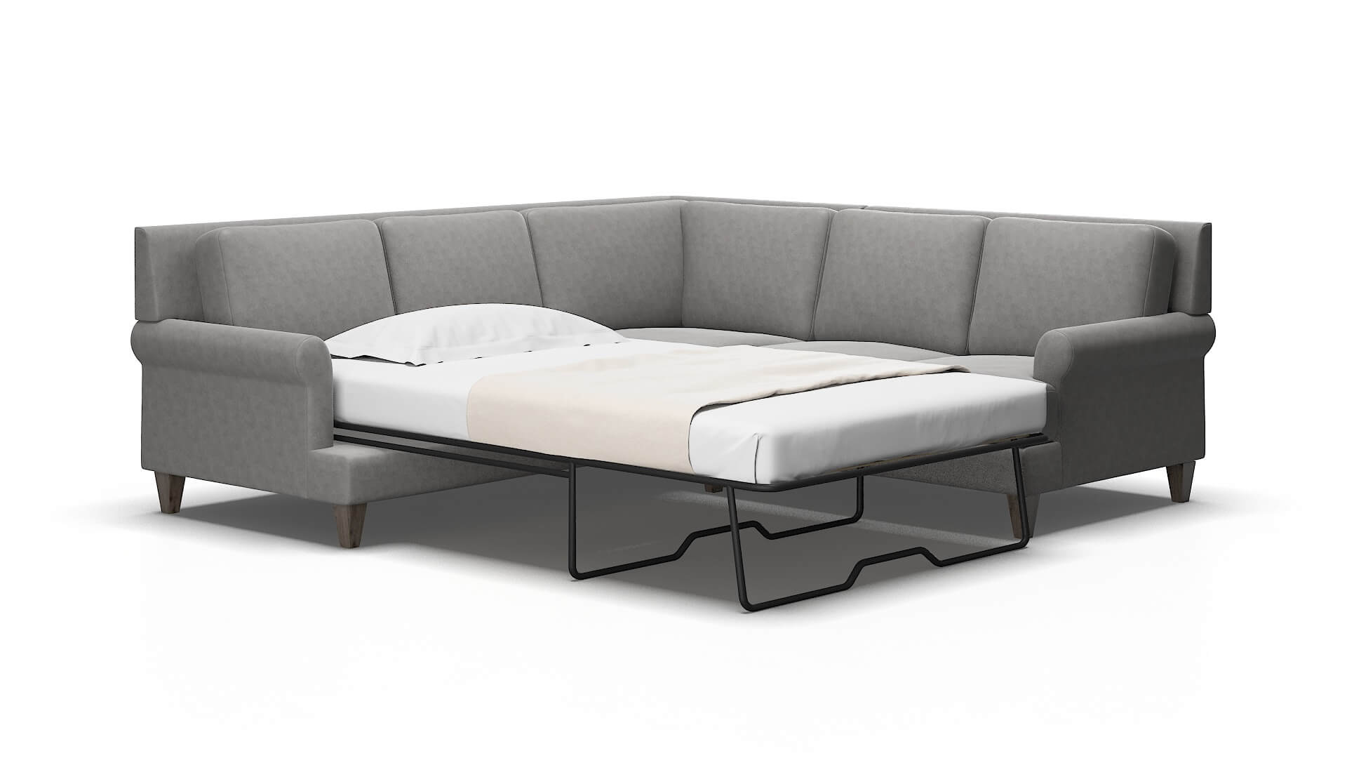 Stockholm Dream_d charcoal Sectional sleeper Espresso Legs  2