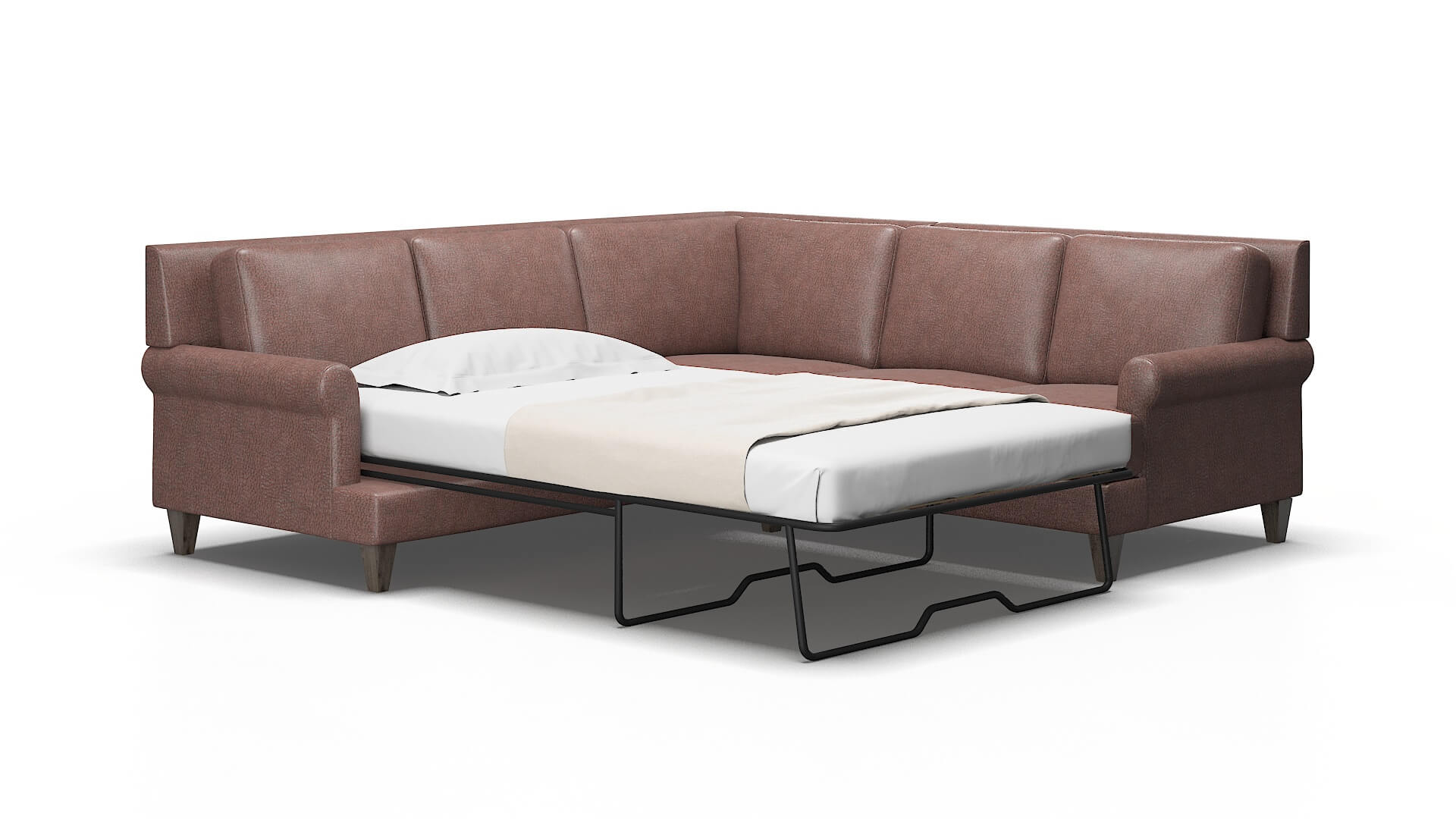Stockholm Ford Brown Sectional Sleeper Espresso legs 2