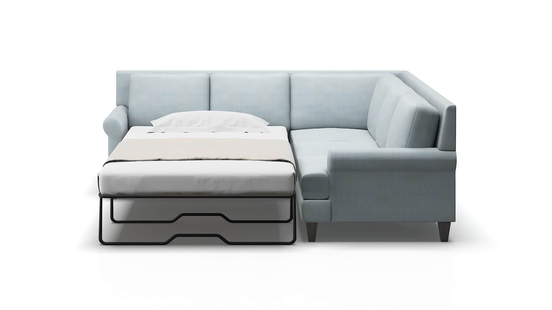 Stockholm Hathaway Aqua Sectional Sleeper Espresso legs 1