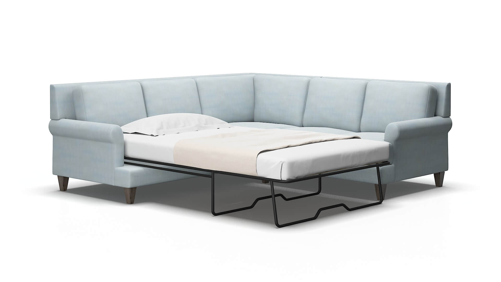 Stockholm Hathaway aqua Sectional sleeper Espresso Legs  2