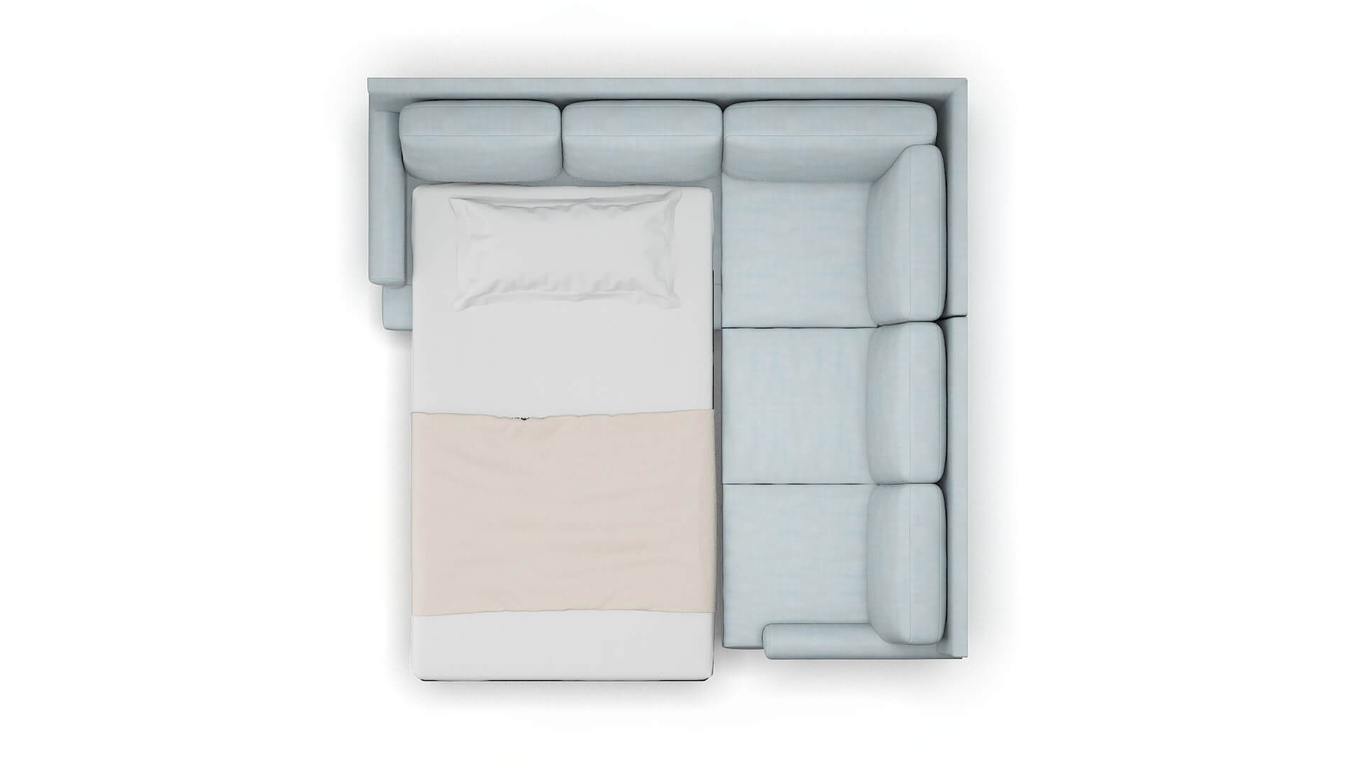 Stockholm Hathaway Aqua Sectional Sleeper Espresso legs 3