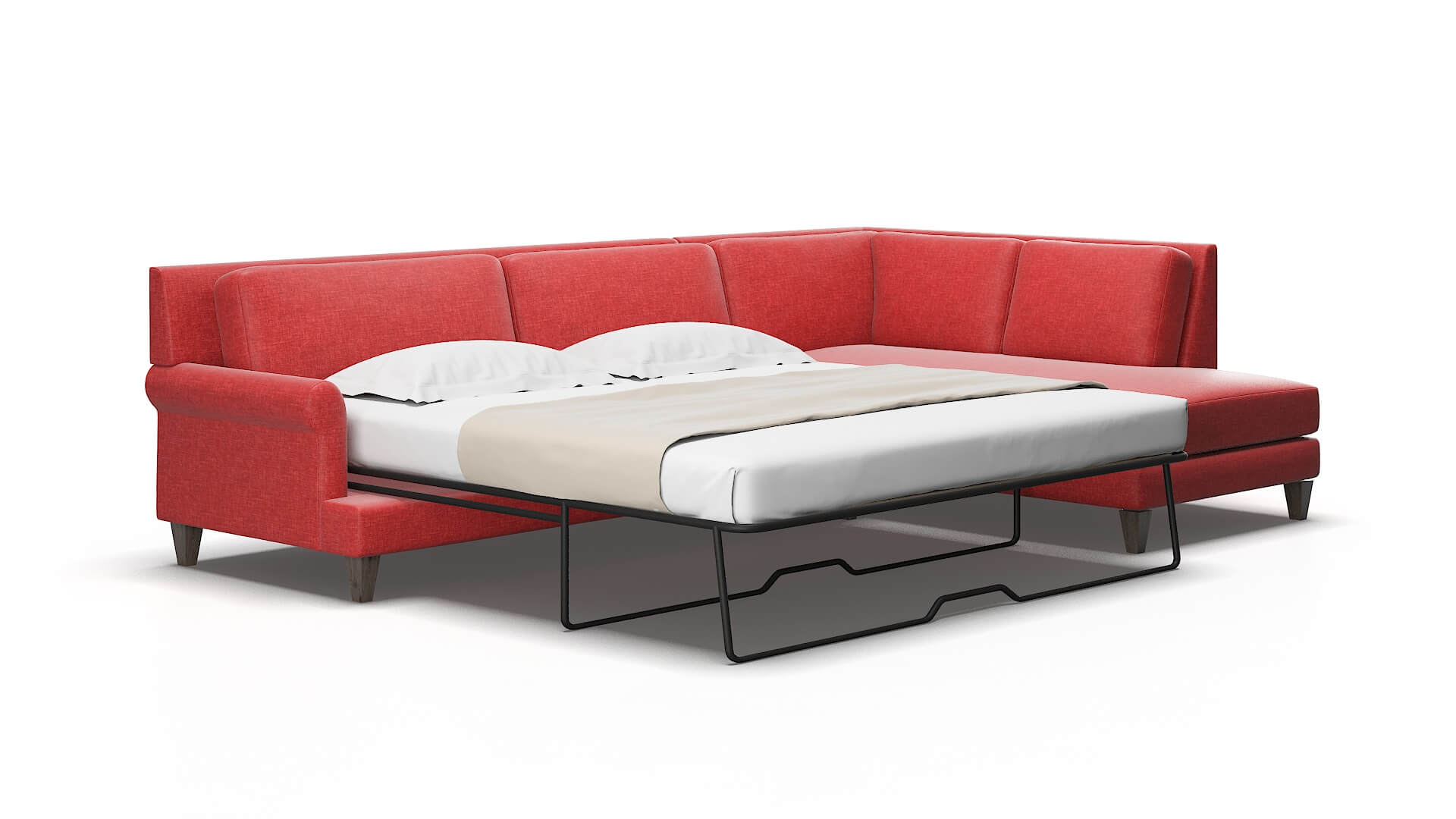 Stockholm Leslie poppy Panel sleeper Espresso Legs  2