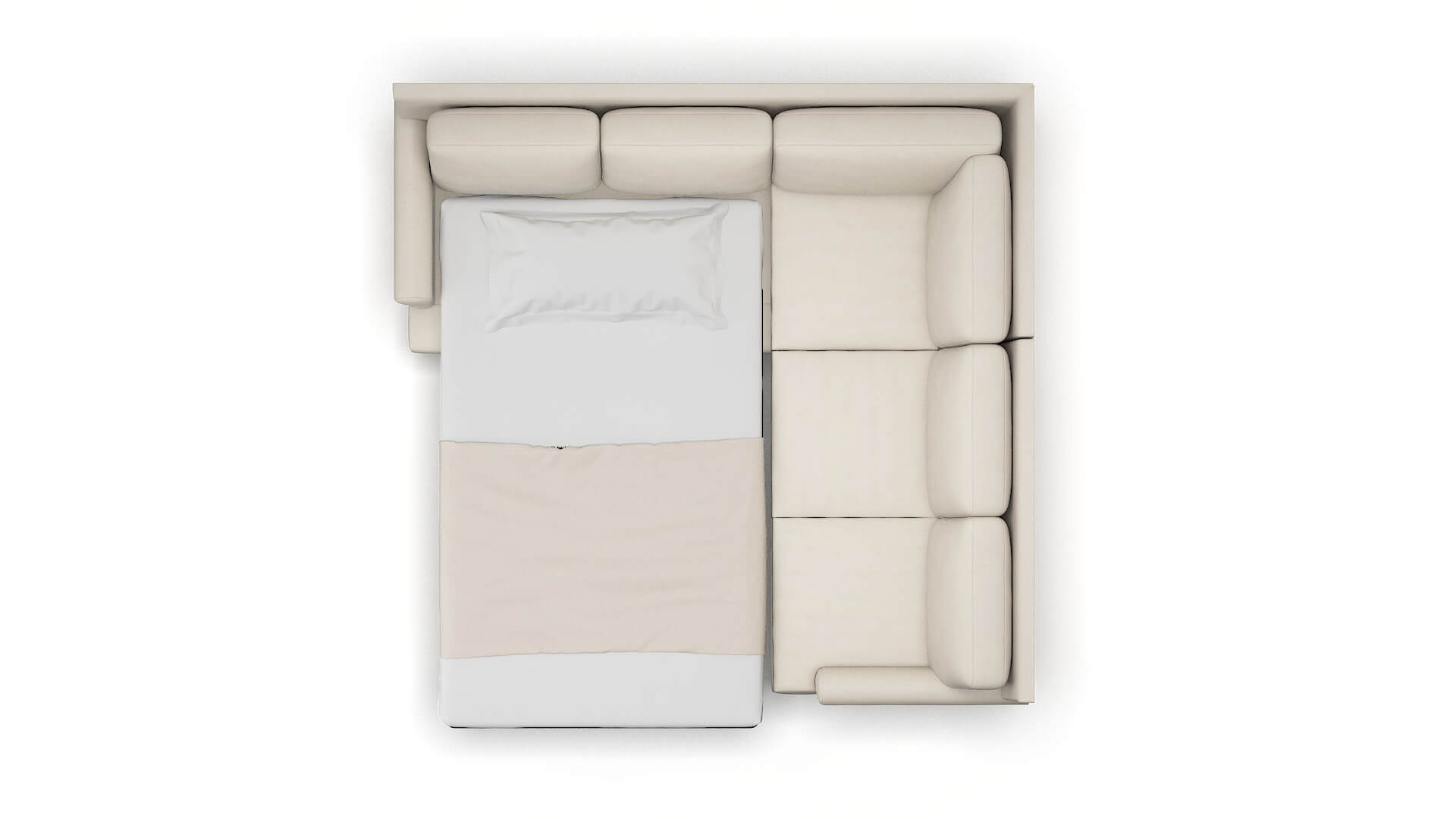 Stockholm Malibu Linen Sectional Sleeper Espresso legs 3