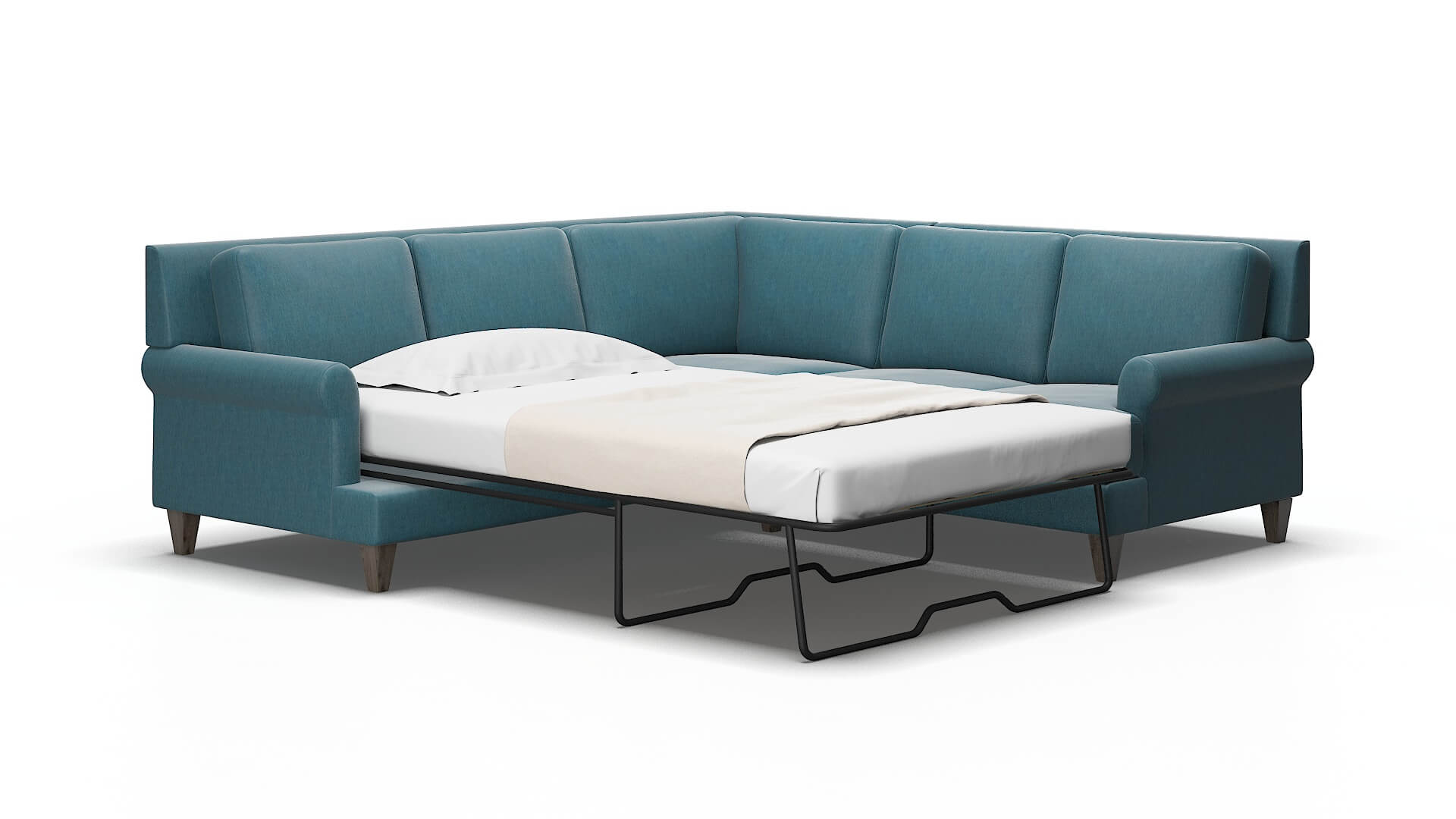 Stockholm Merit Peacock Sectional Sleeper Espresso legs 2