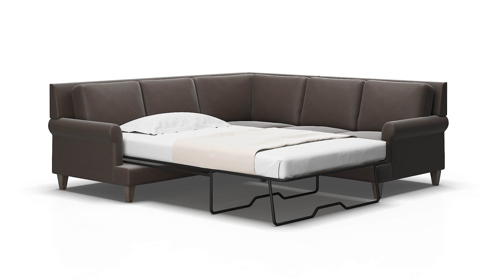 Stockholm Naples graphite Sectional sleeper Espresso Legs  2