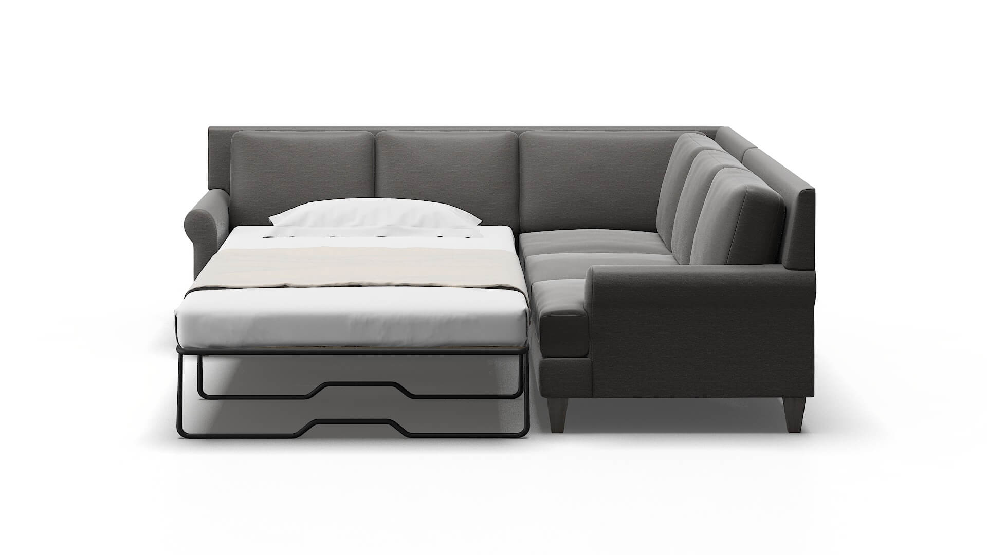 Stockholm Oscar Grey Sectional Sleeper Espresso legs 1