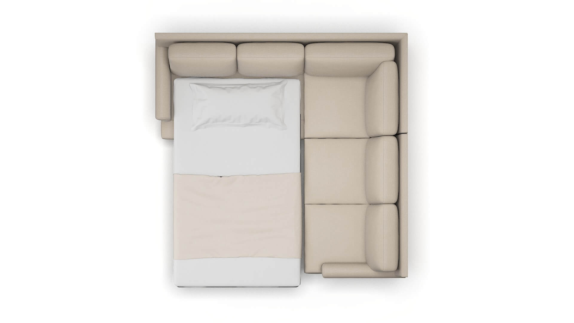 Stockholm Oscar Linen Sectional Sleeper Espresso legs 3