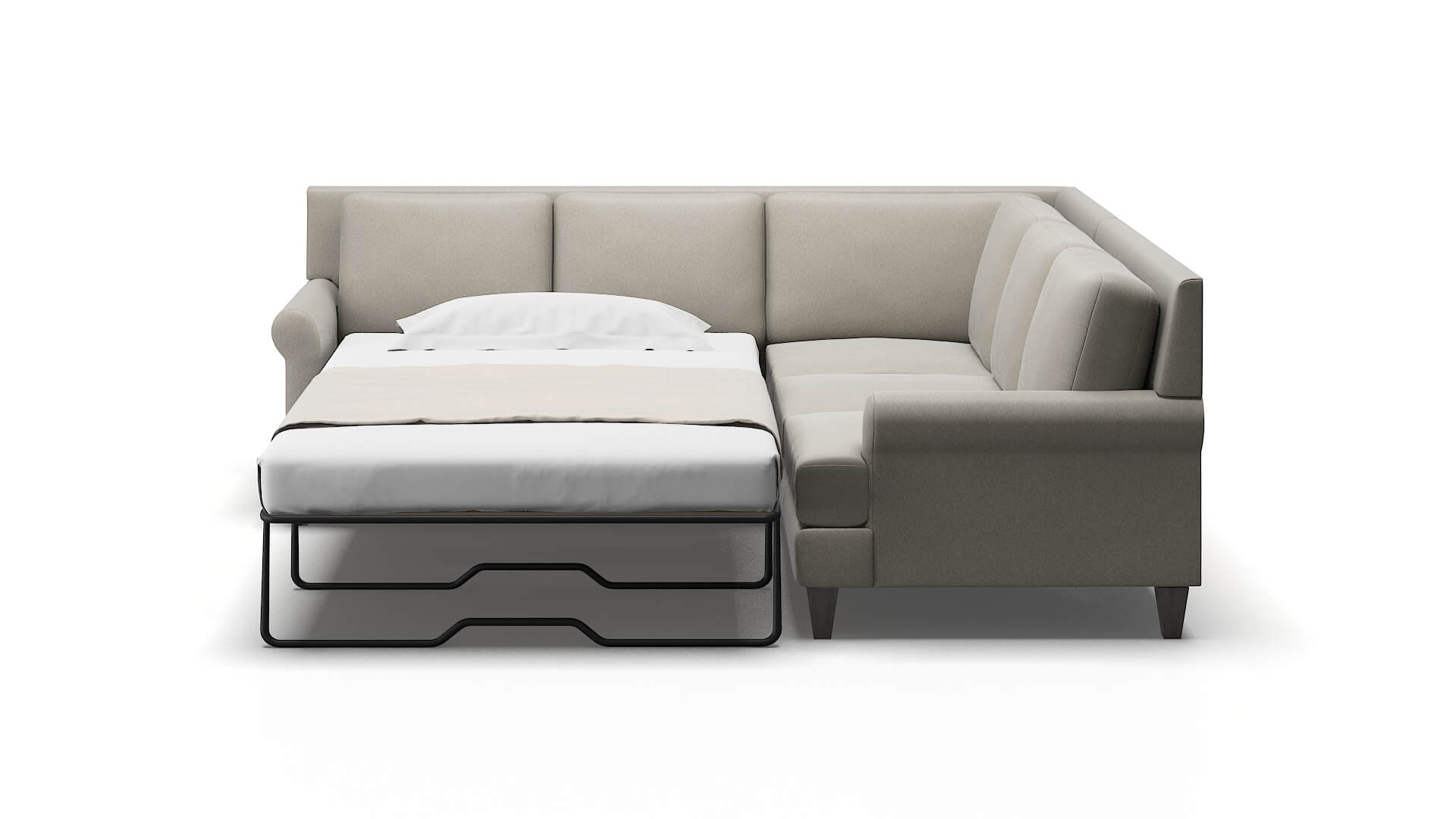 Stockholm Oscar Silver Sectional Sleeper Espresso legs 1