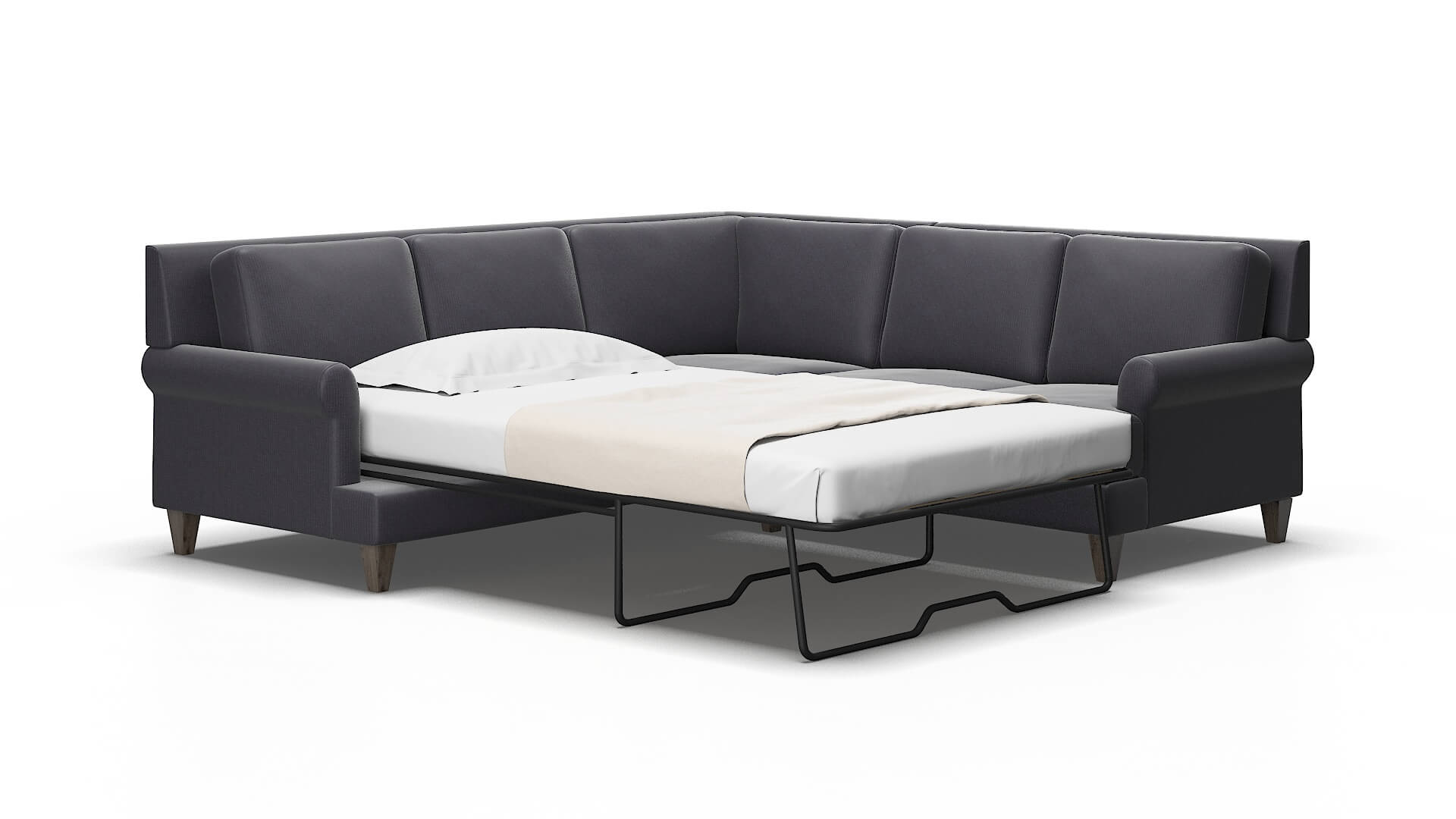 Stockholm Parker charcoal Sectional sleeper Espresso Legs  2