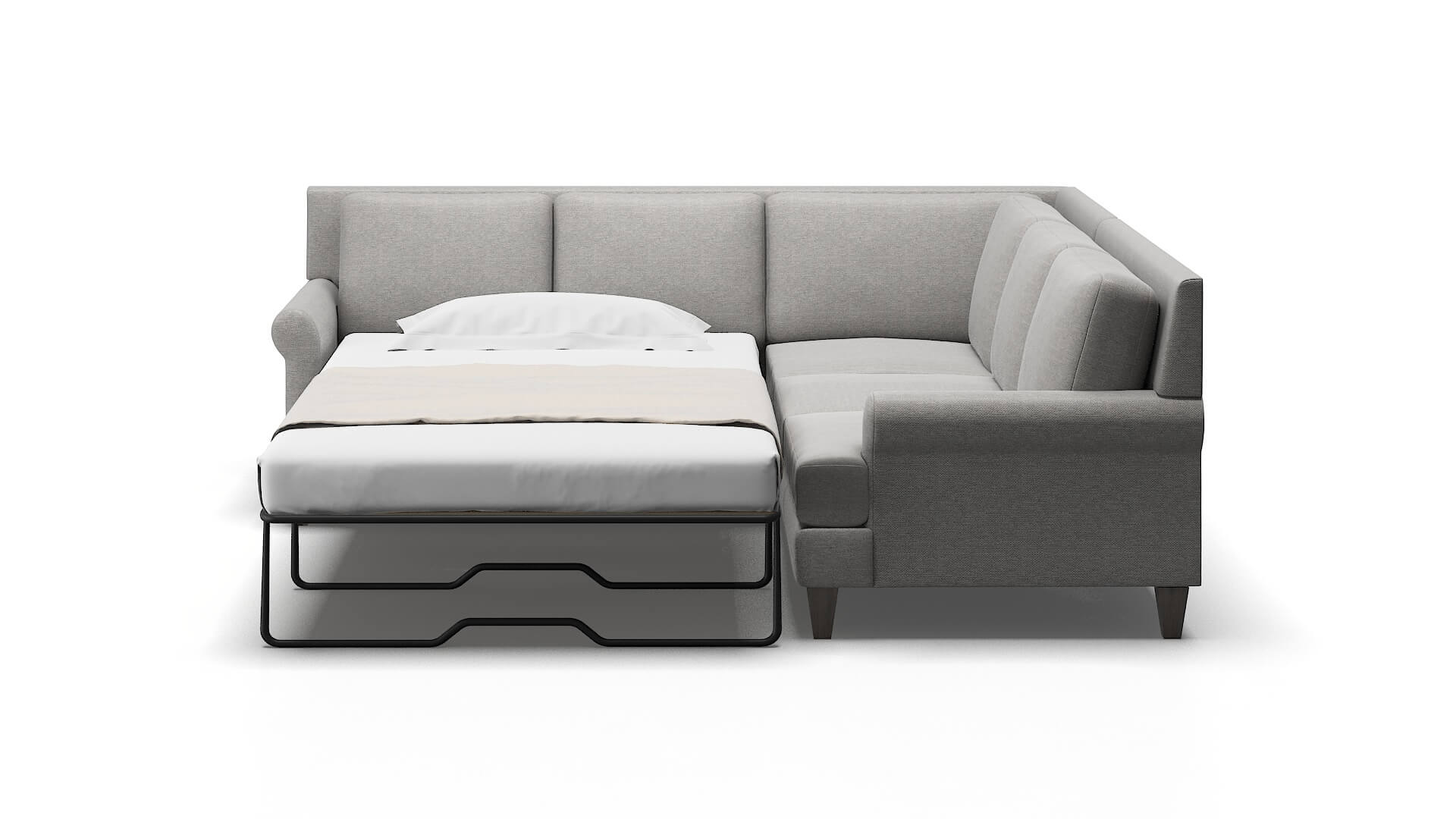 Stockholm Phoenix Smoke Sectional Sleeper Espresso legs 1