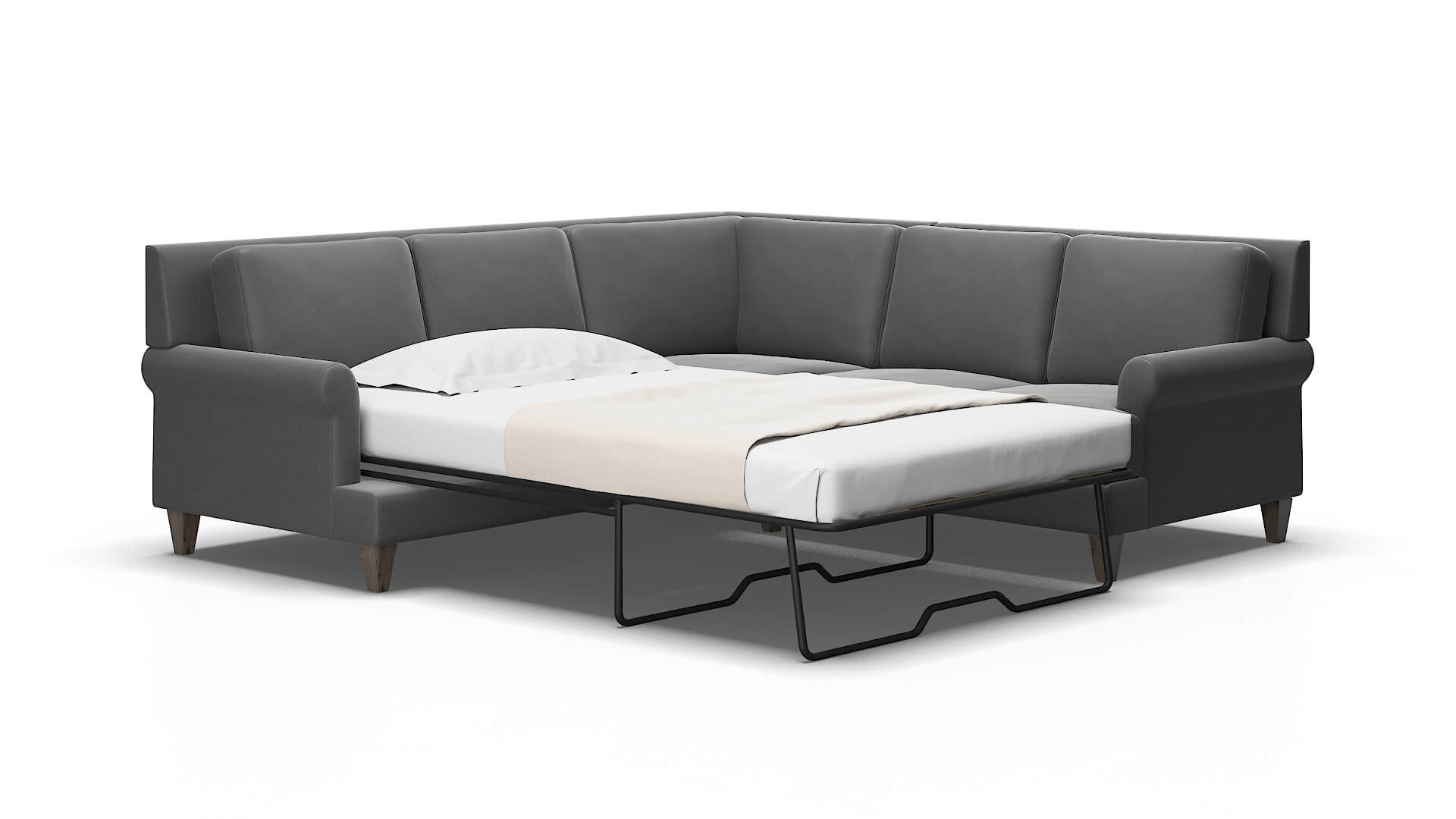 Stockholm Rocket Charcoal Sectional Sleeper Espresso legs 2