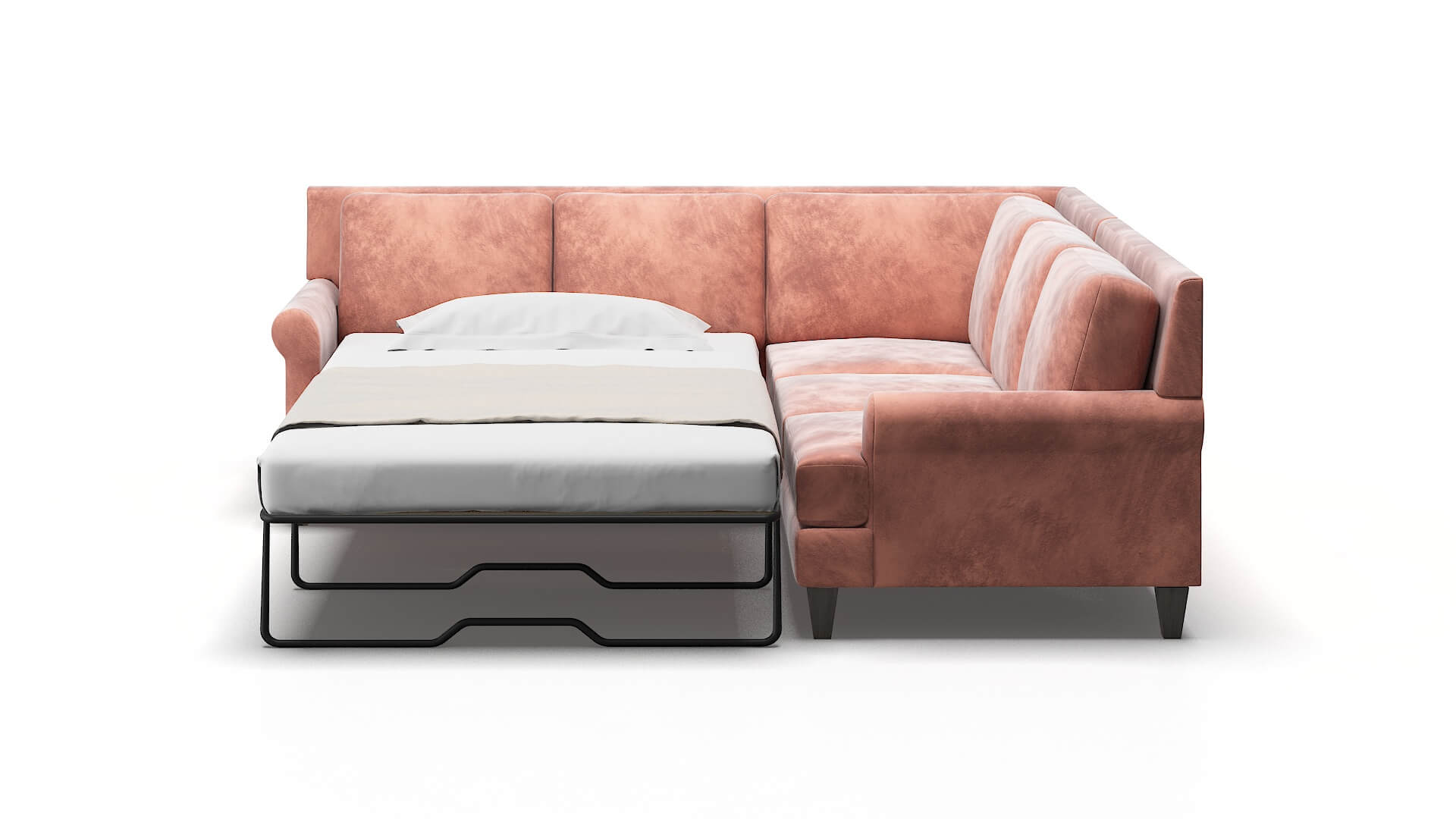Stockholm Royale Blush Sectional Sleeper Espresso legs 1