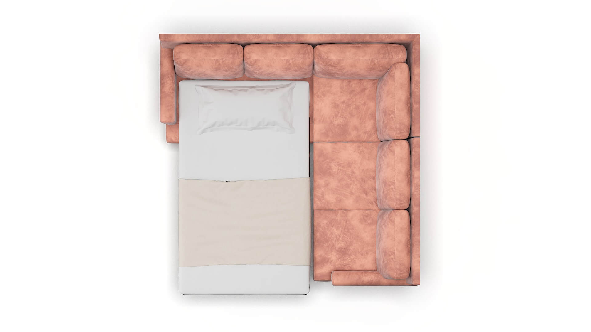 Stockholm Royale Blush Sectional Sleeper Espresso legs 3