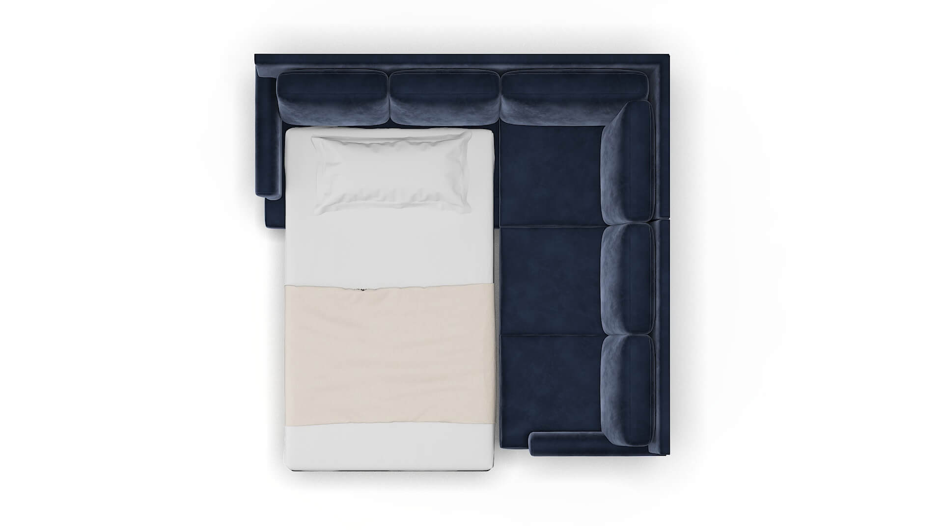 Stockholm Royale Cobalt Sectional Sleeper Espresso legs 3