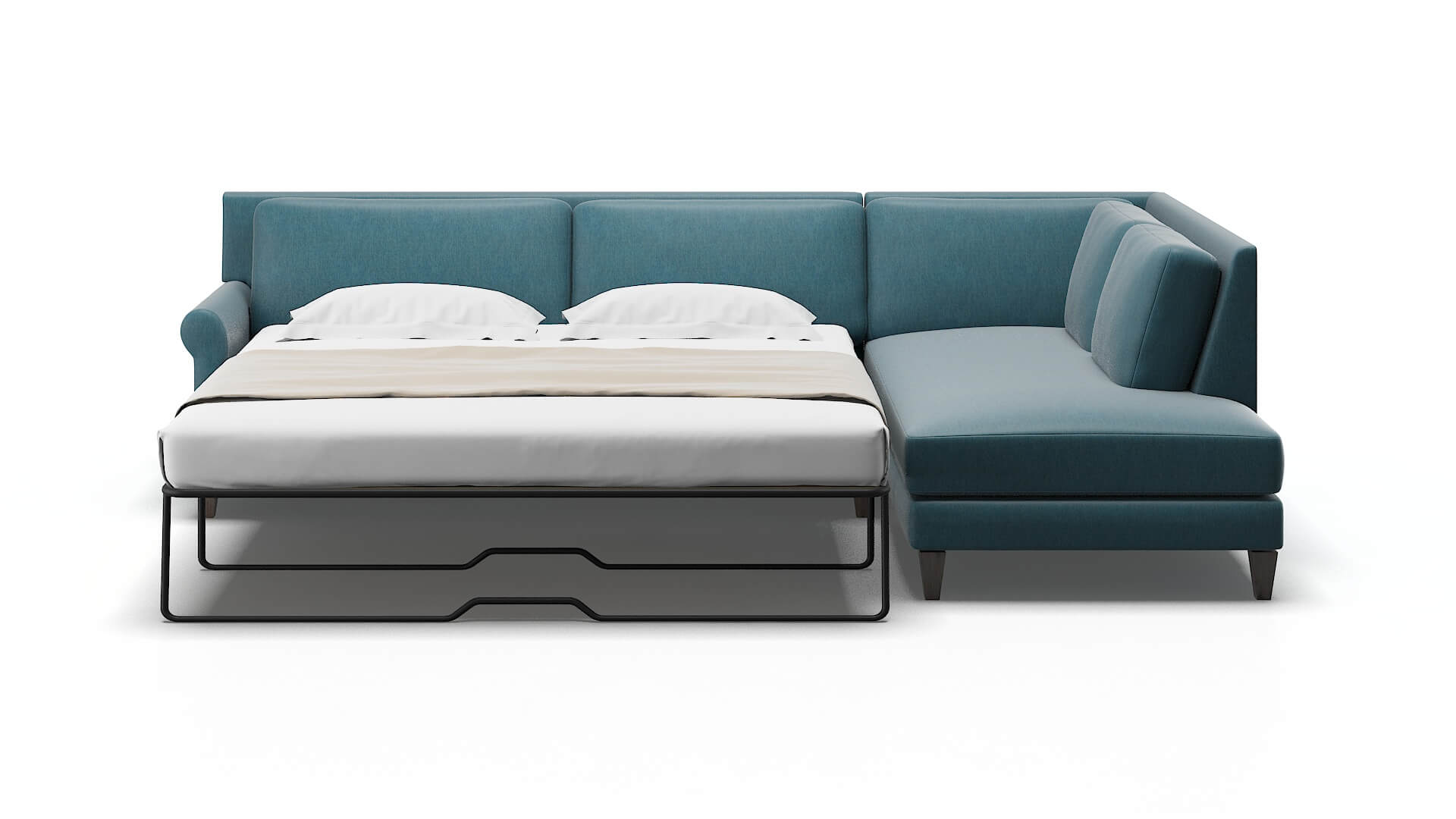 Stockholm Royale Electric_blue Panel Sleeper Espresso legs 1