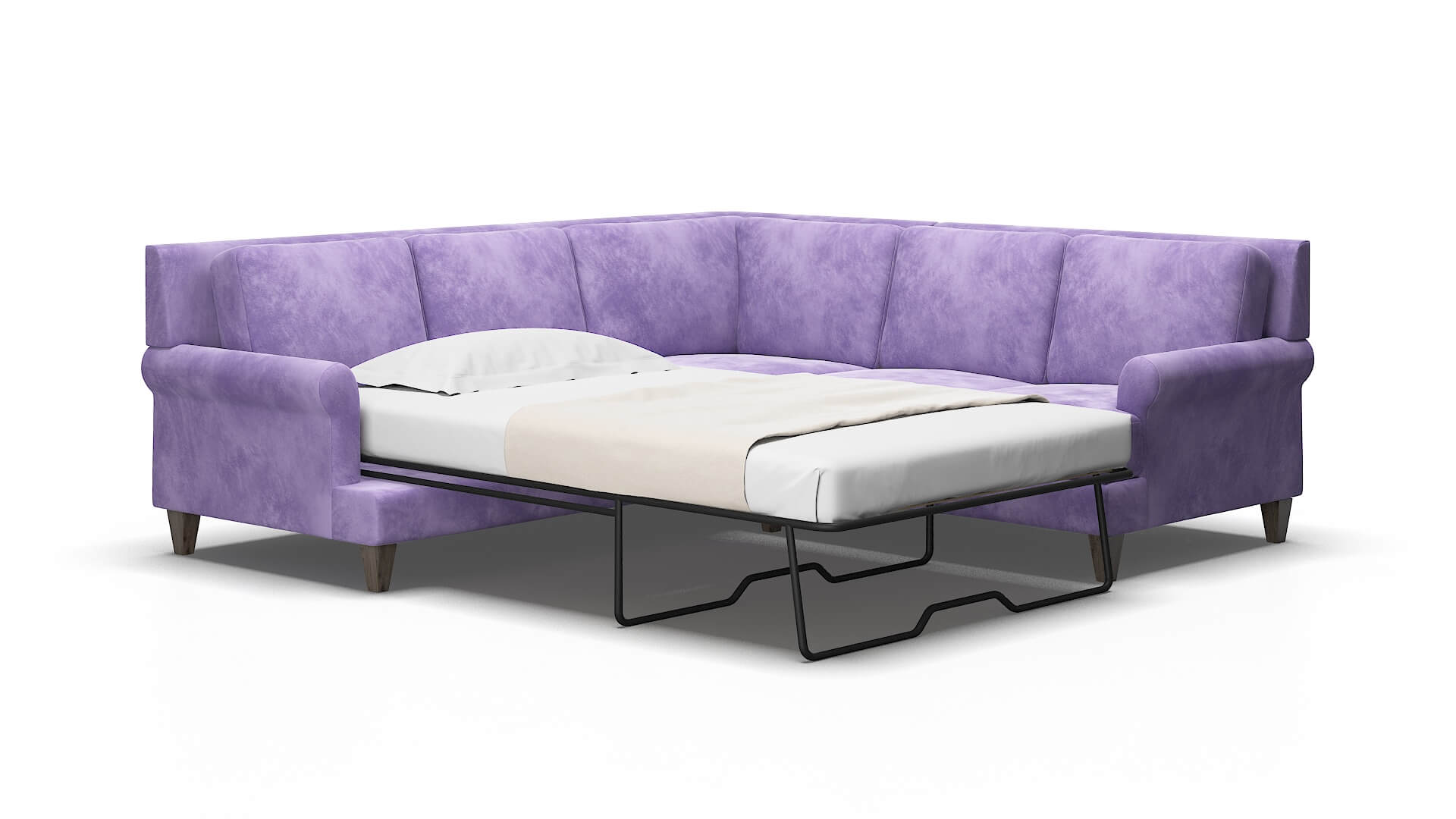 Stockholm Royale lavender Sectional sleeper Espresso Legs  2