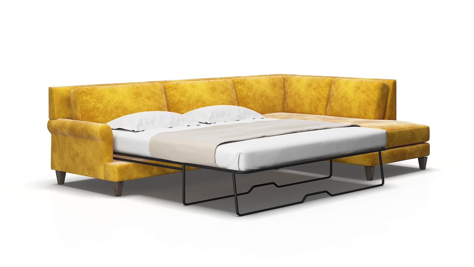 Stockholm Royale marigold Panel sleeper Espresso Legs  2