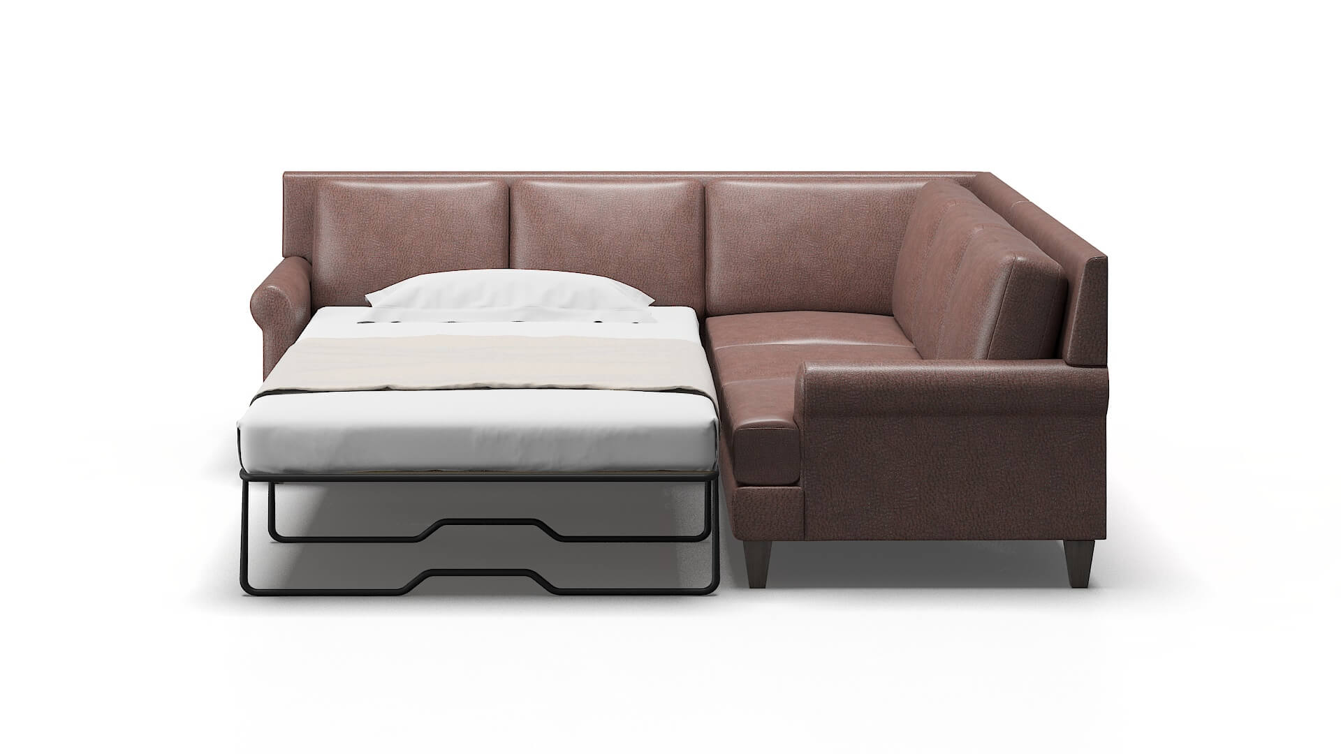 Stockholm Royale Mocha Sectional Sleeper Espresso legs 1
