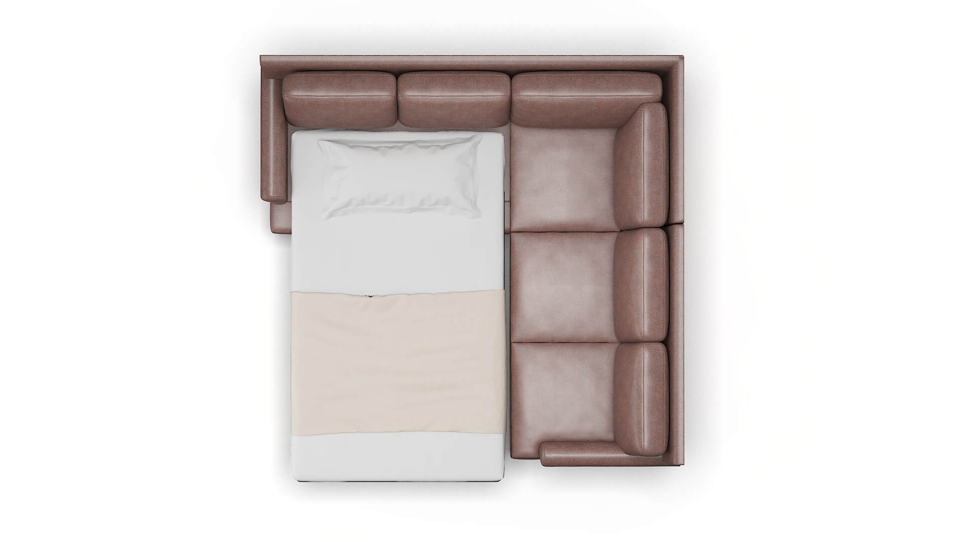 Stockholm Royale Mocha Sectional Sleeper Espresso legs 3