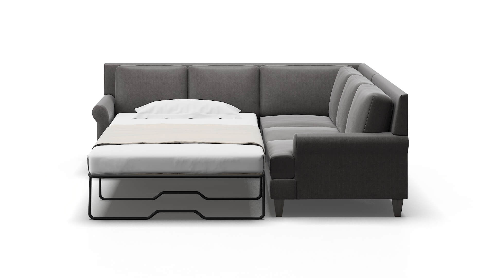 Stockholm Sasha Grey Sectional Sleeper Espresso legs 1