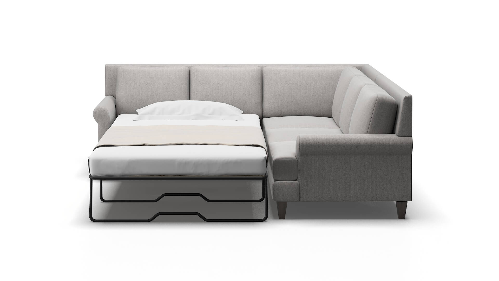 Stockholm Sasha Silver Sectional Sleeper Espresso legs 1