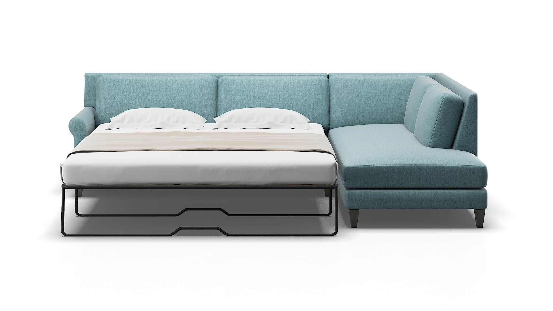 Stockholm Sasha Teal Panel Sleeper Espresso legs 1