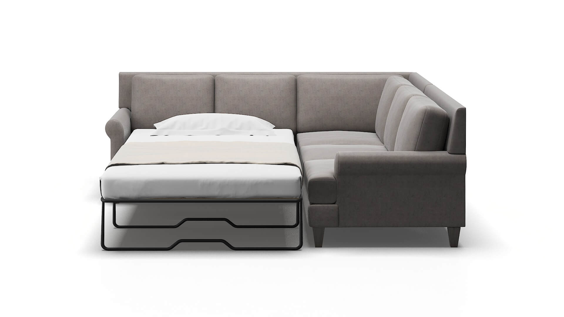 Stockholm Suave Slate Sectional Sleeper Espresso legs 1