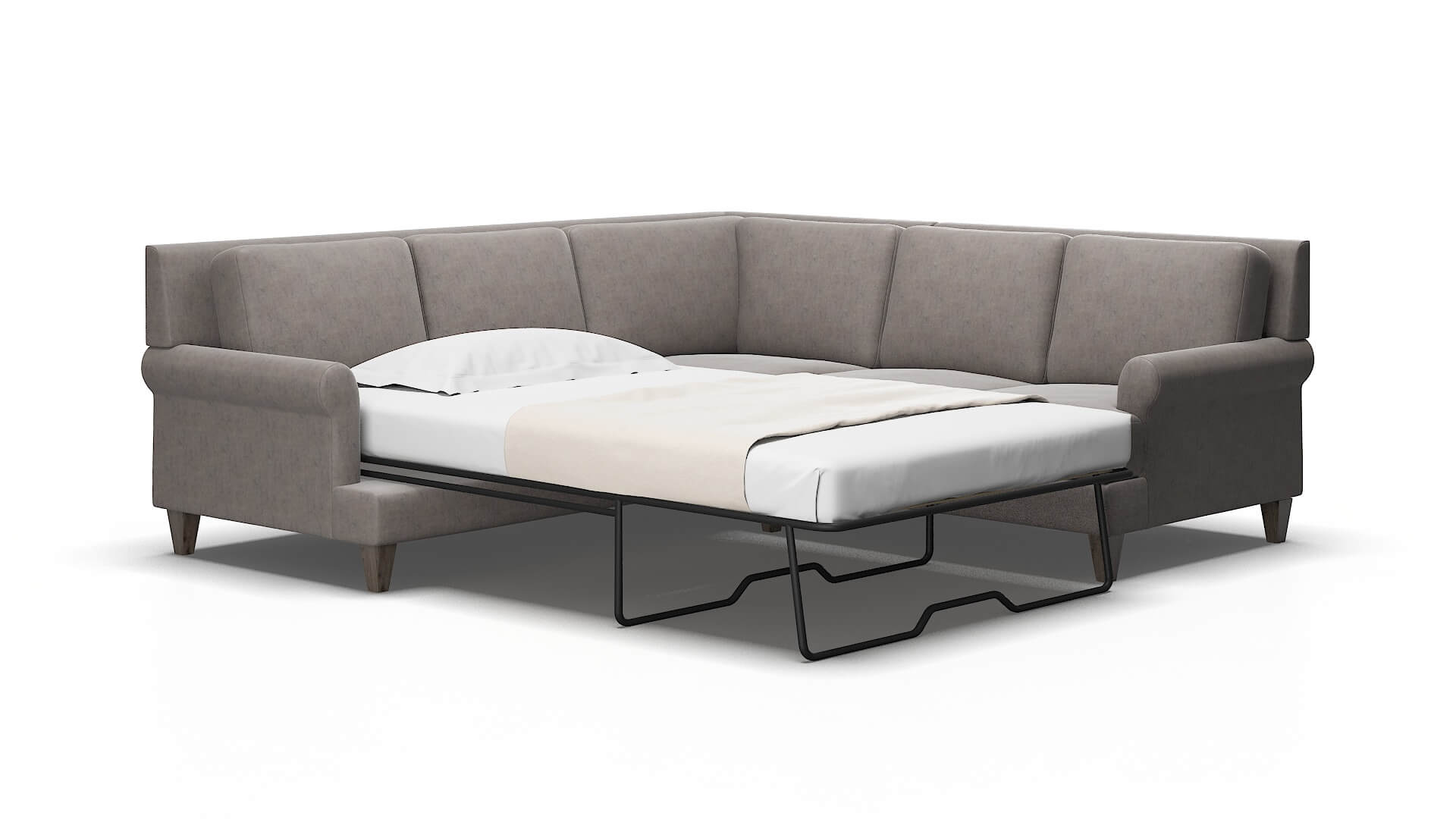Stockholm Suave Slate Sectional Sleeper Espresso Legs 2
