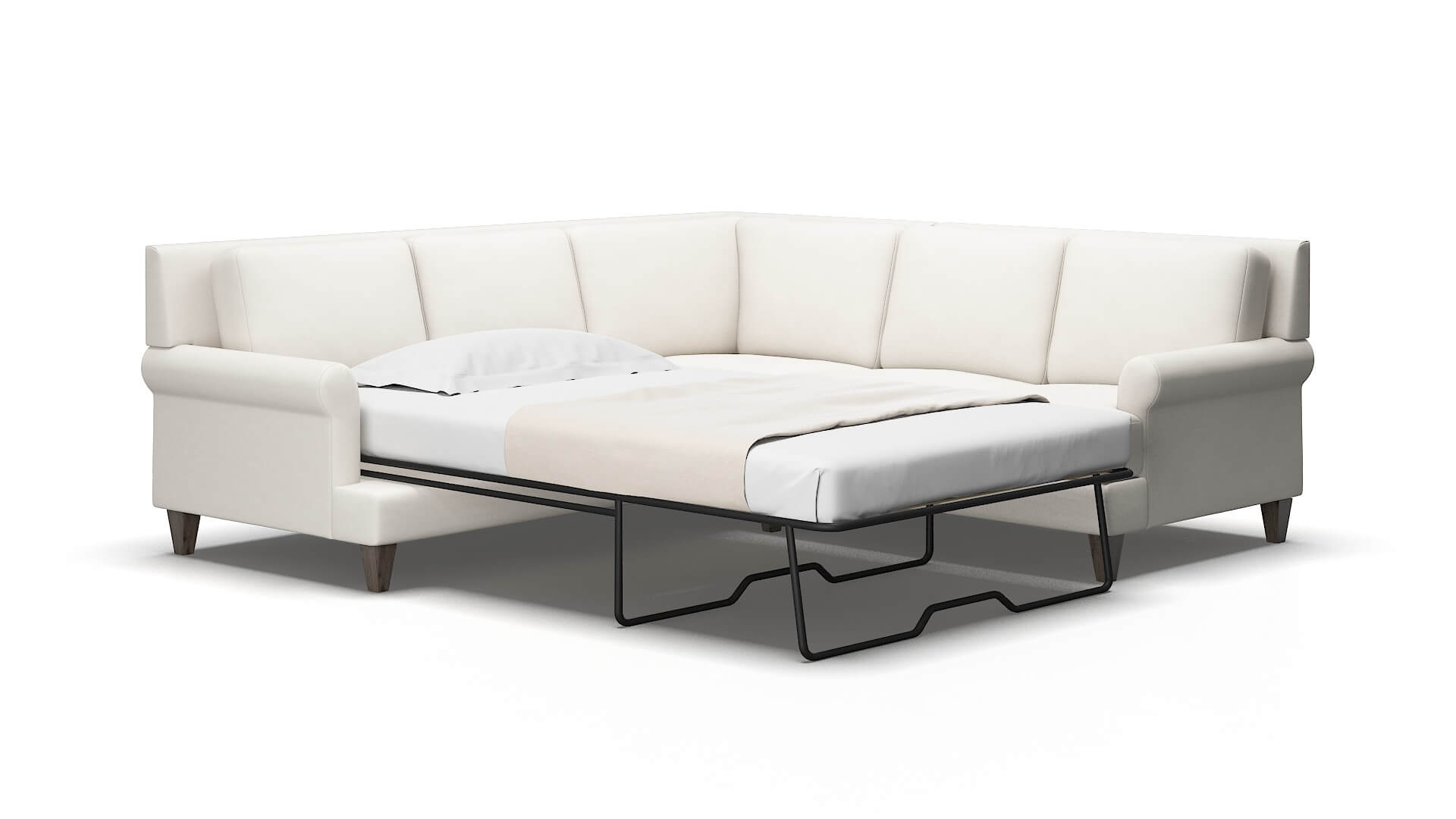 Stockholm Venice eggshell Sectional sleeper Espresso Legs  2