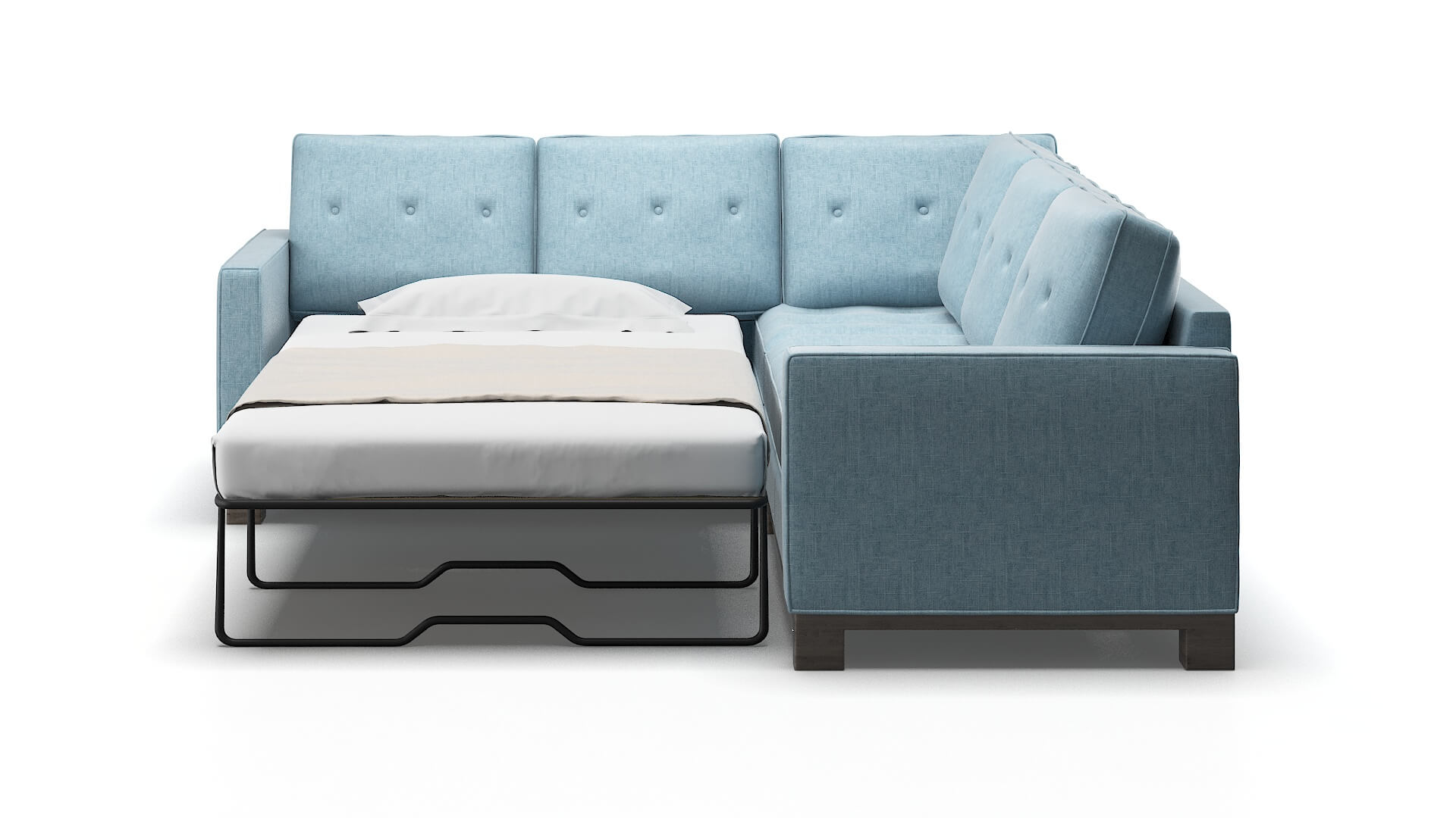 Syros Atlas Turquoise Sectional Sleeper Espresso legs 1