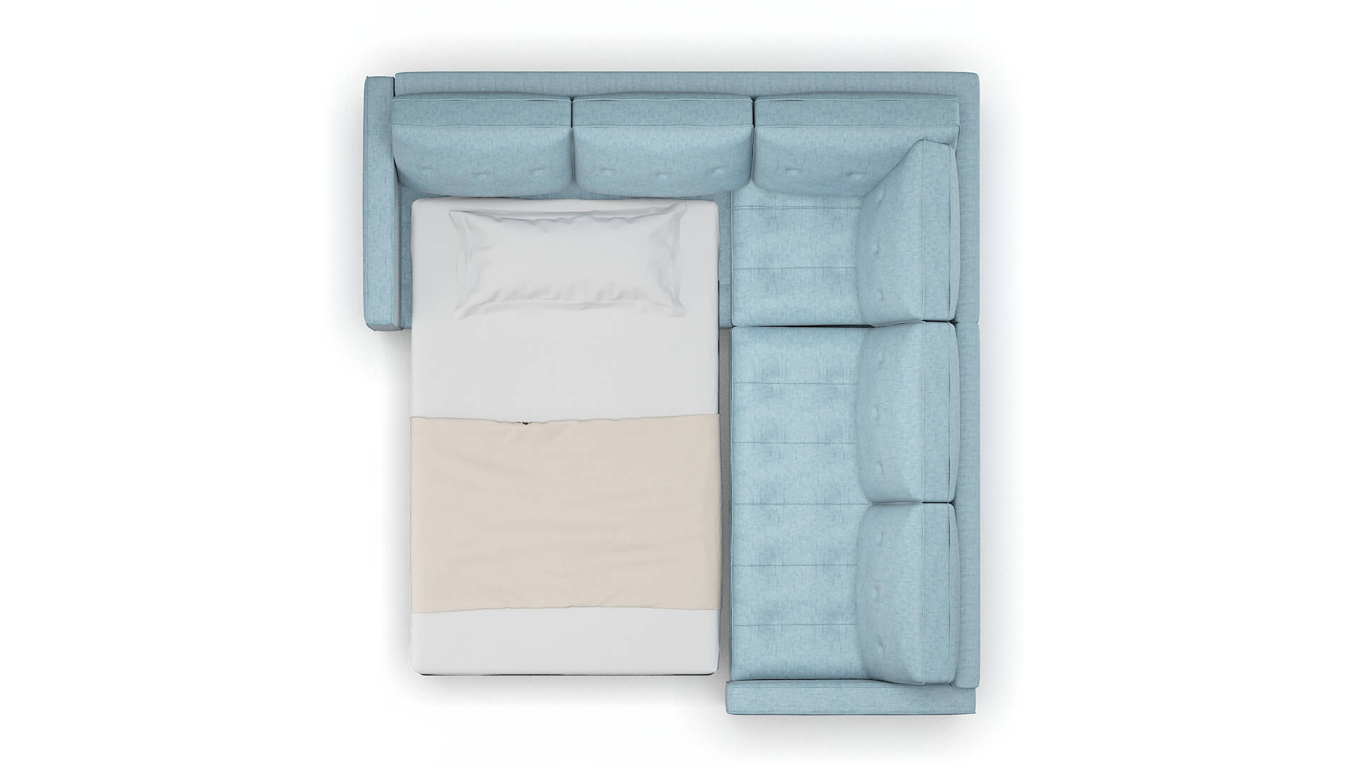 Syros Atlas Turquoise Sectional Sleeper Espresso legs 3