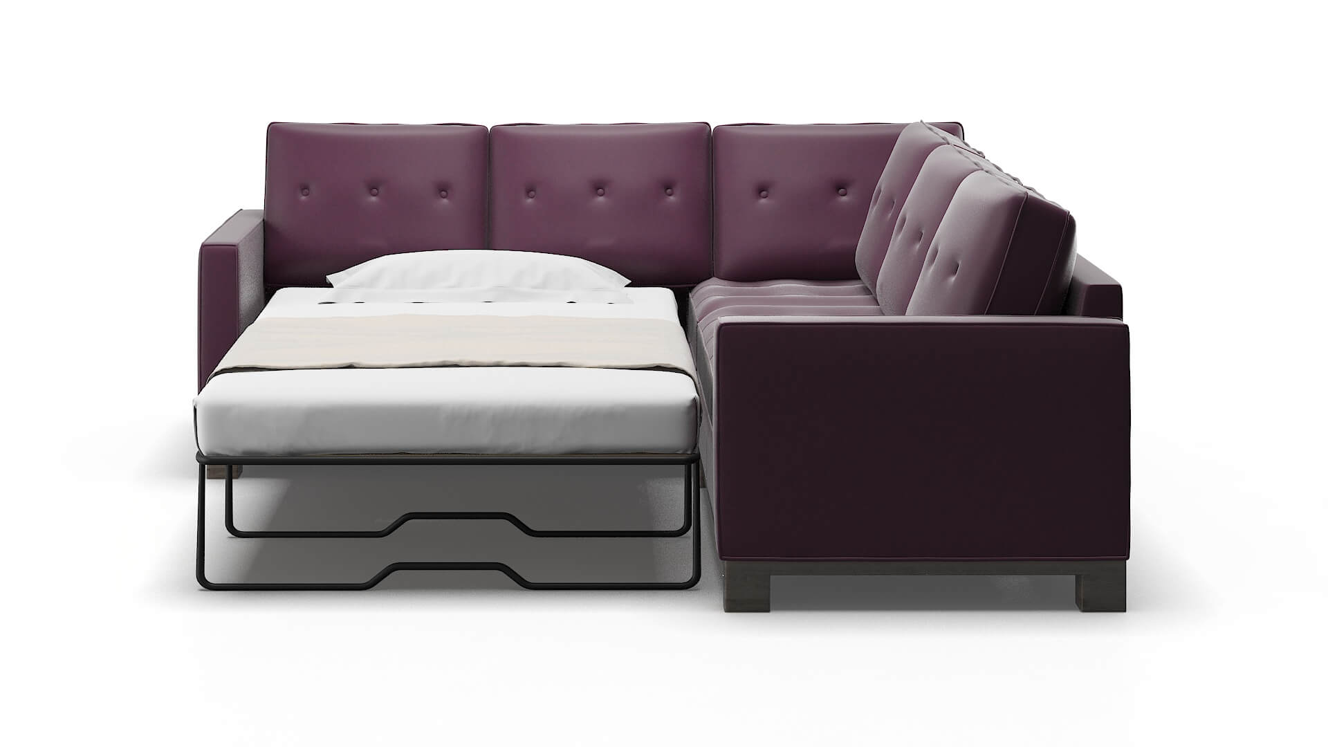 Syros Bella Aubergine Sectional Sleeper Espresso legs 1