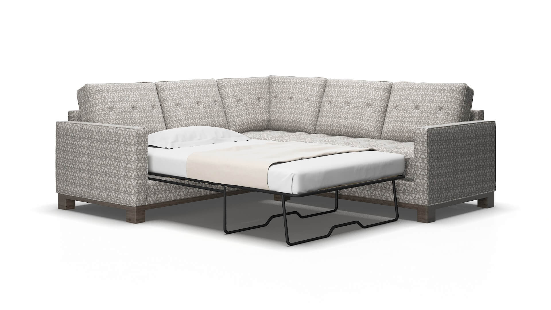 Syros Bergamo Dove Sectional Sleeper Espresso legs 2