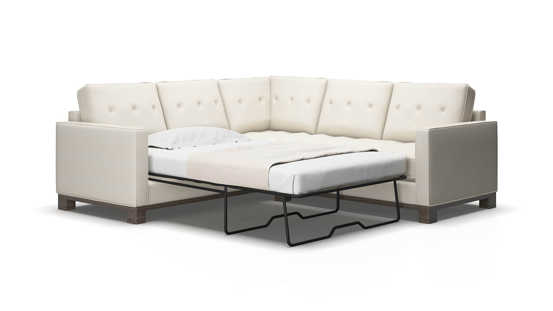 Syros Bungalow Ivory Sectional Sleeper Espresso legs 2