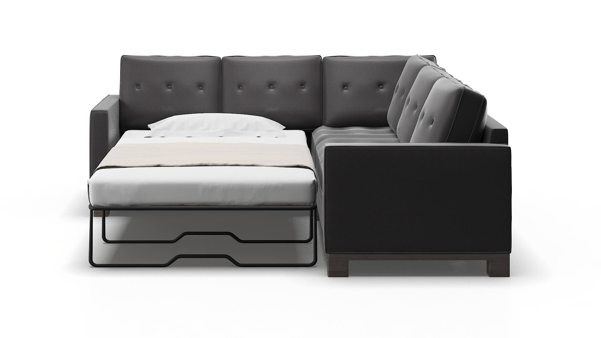 Syros Catalina Charcoal Sectional Sleeper Espresso legs 1