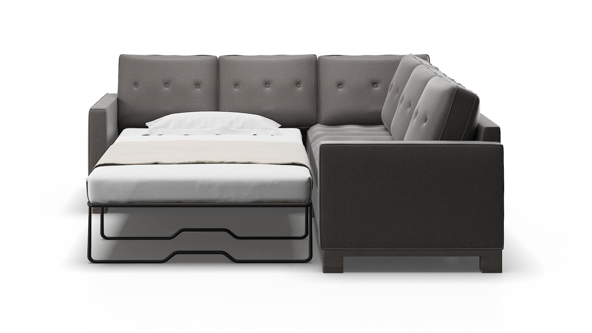 Syros Cosmo Charcoal Sectional Sleeper Espresso legs 1