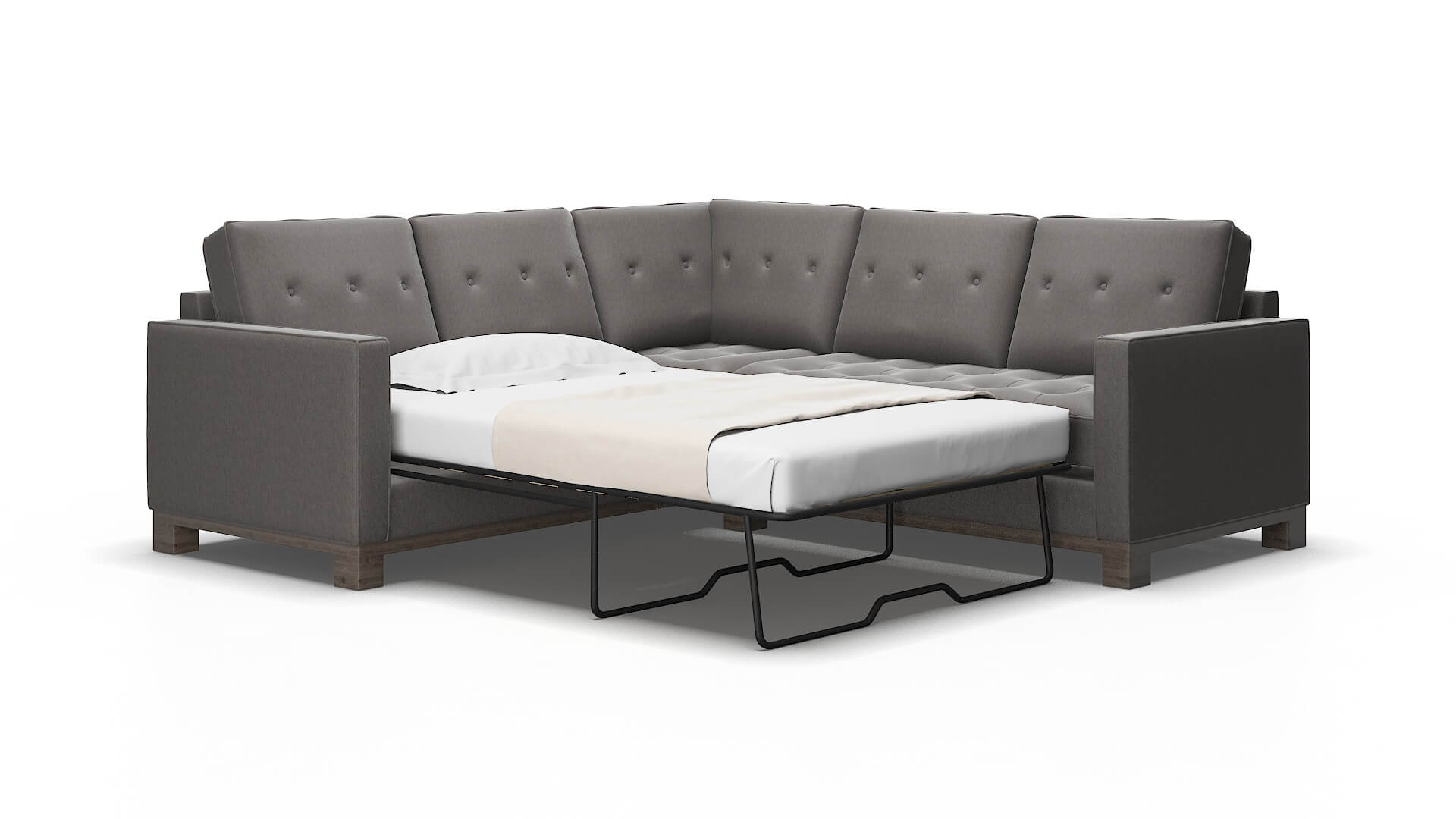 Syros Cosmo Charcoal Sectional Sleeper Espresso legs 2