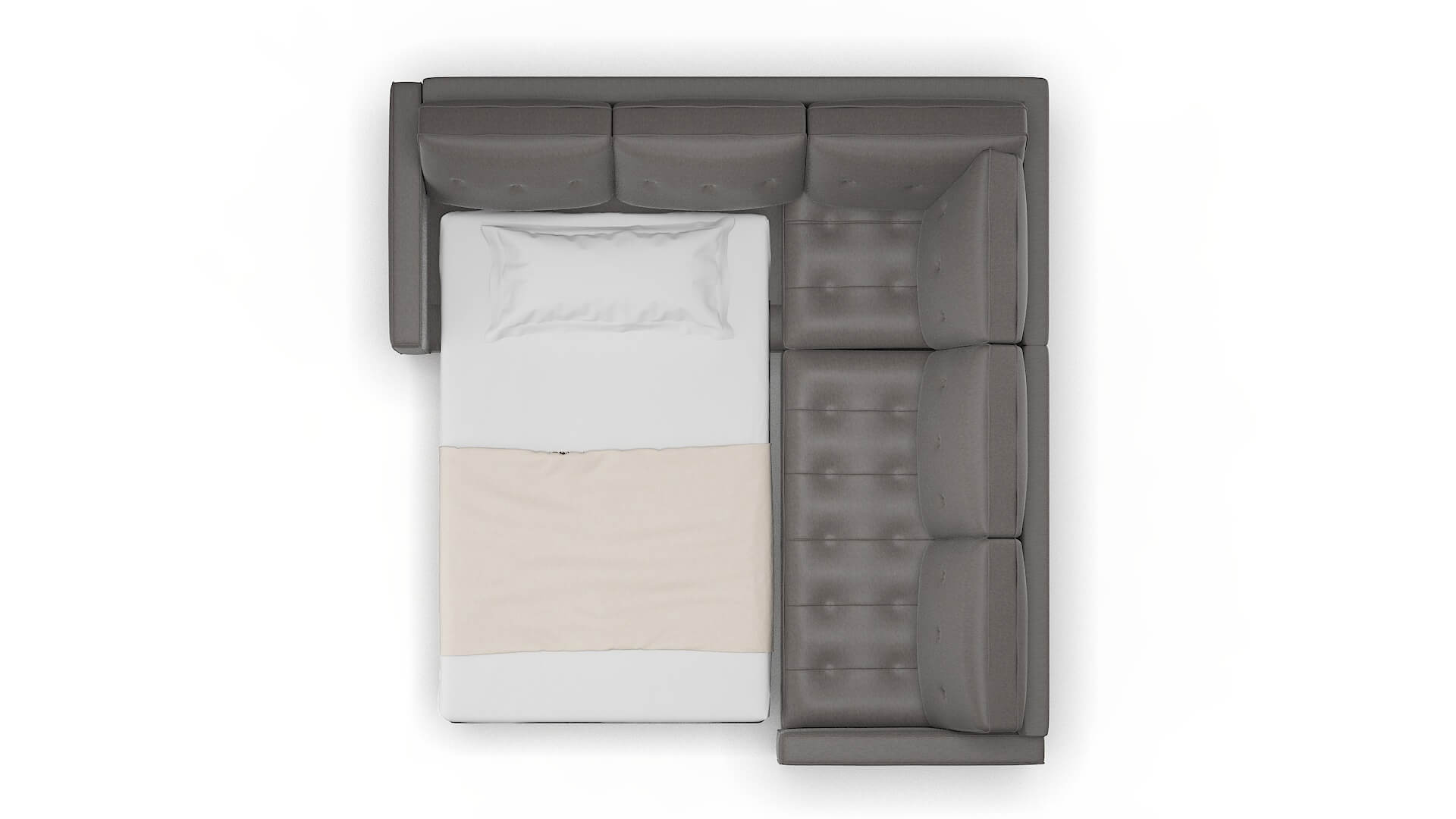 Syros Cosmo Charcoal Sectional Sleeper Espresso legs 3