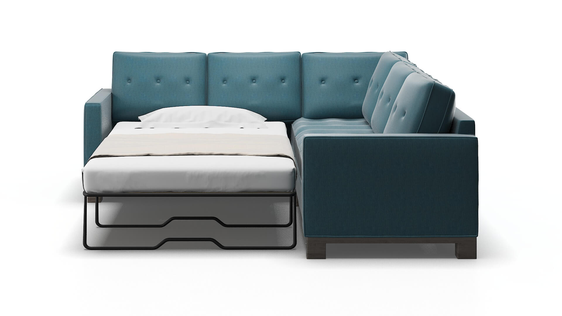 Syros Cosmo Teal Sectional Sleeper Espresso legs 1