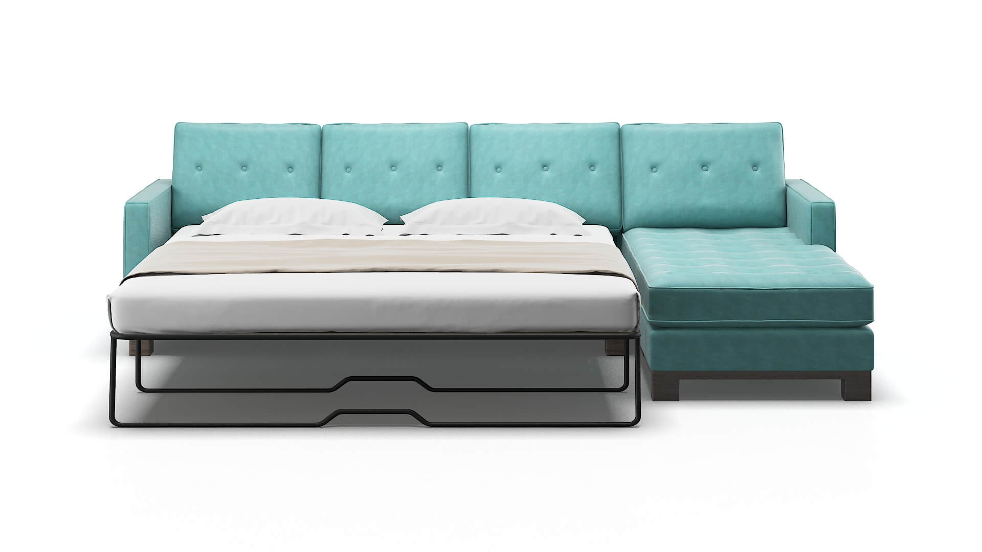 Syros Curious Turquoise Panel Sleeper Espresso legs 1