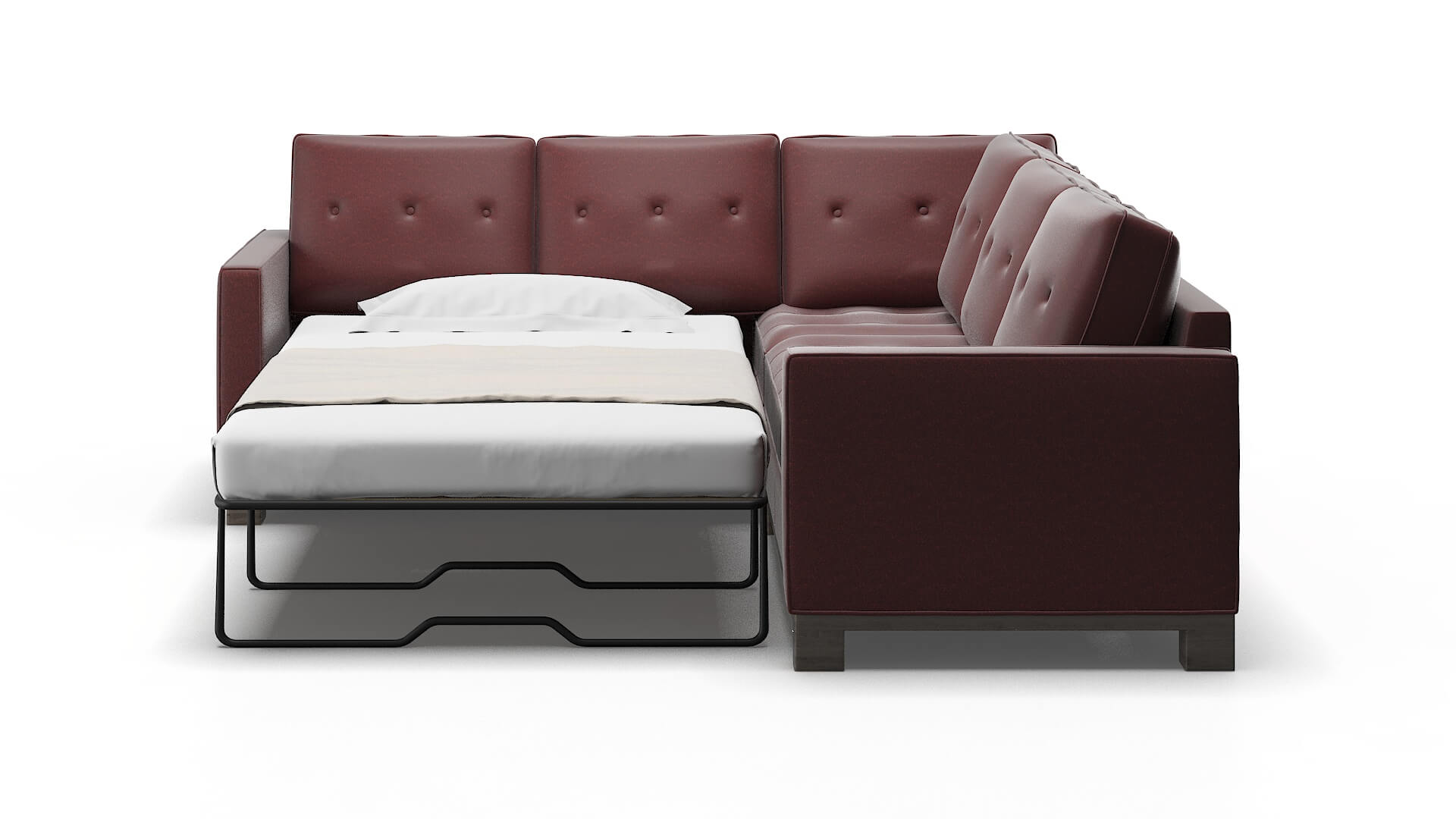 Syros Derby Berry Sectional Sleeper Espresso legs 1