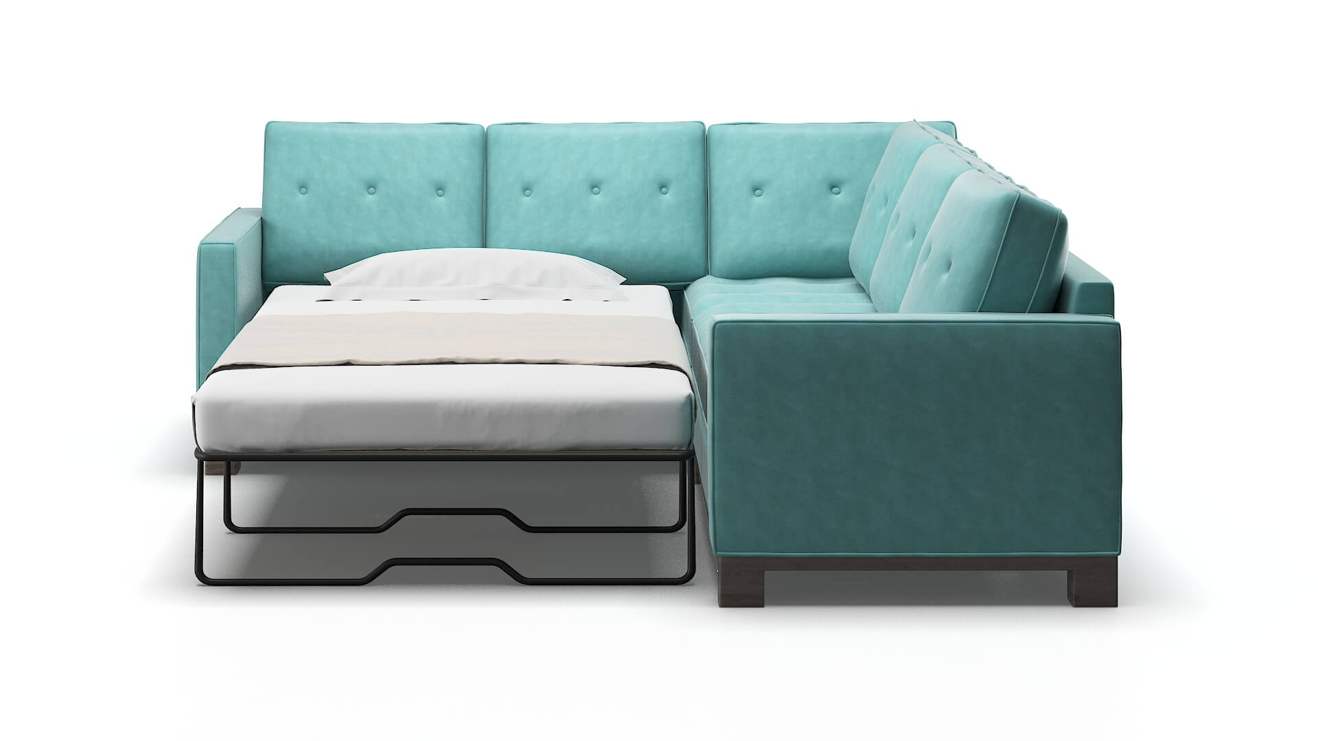 Syros Dream_d French_blue Sectional Sleeper Espresso legs 1