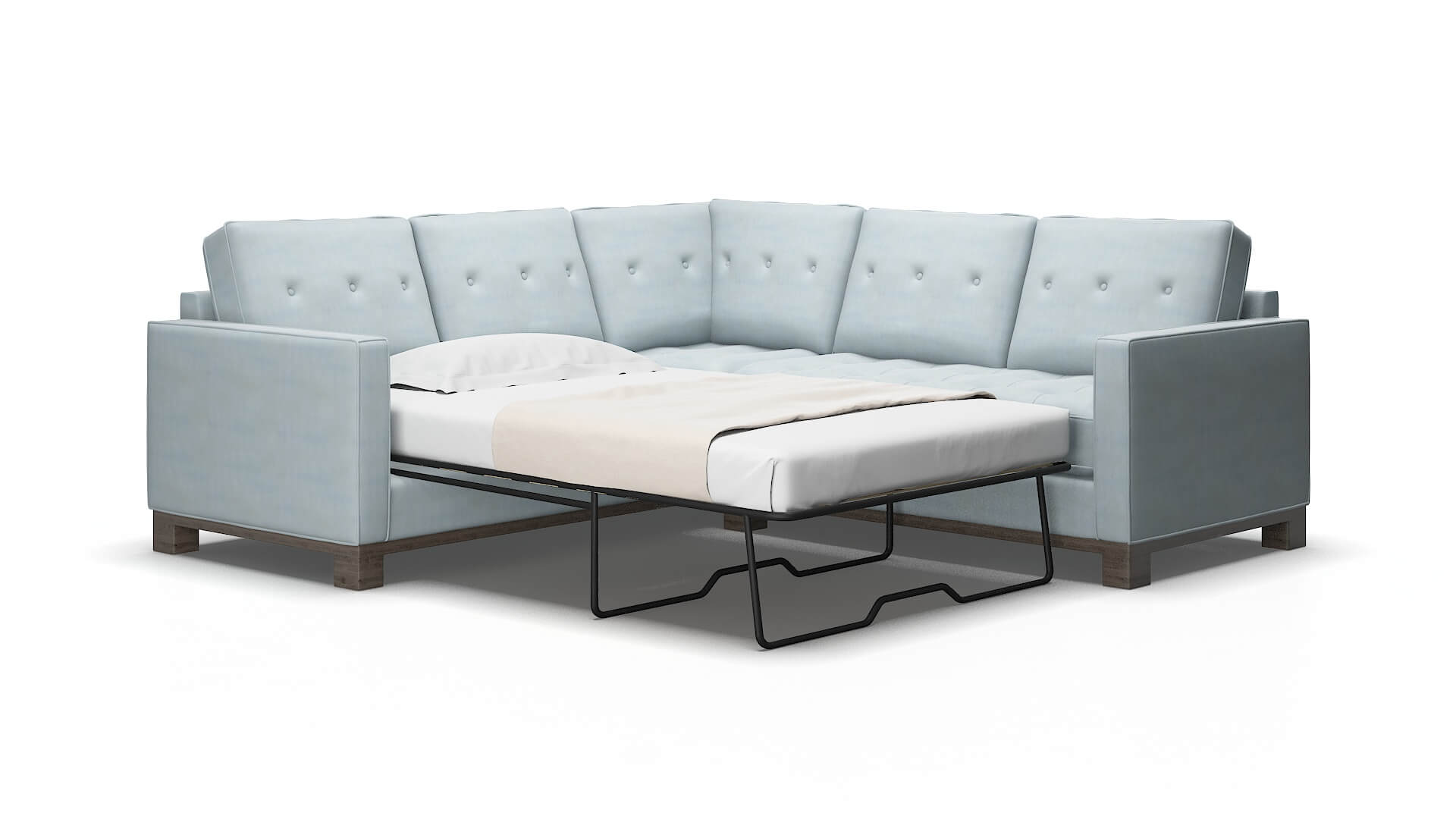 Syros Hathaway aqua Sectional sleeper Espresso Legs  2